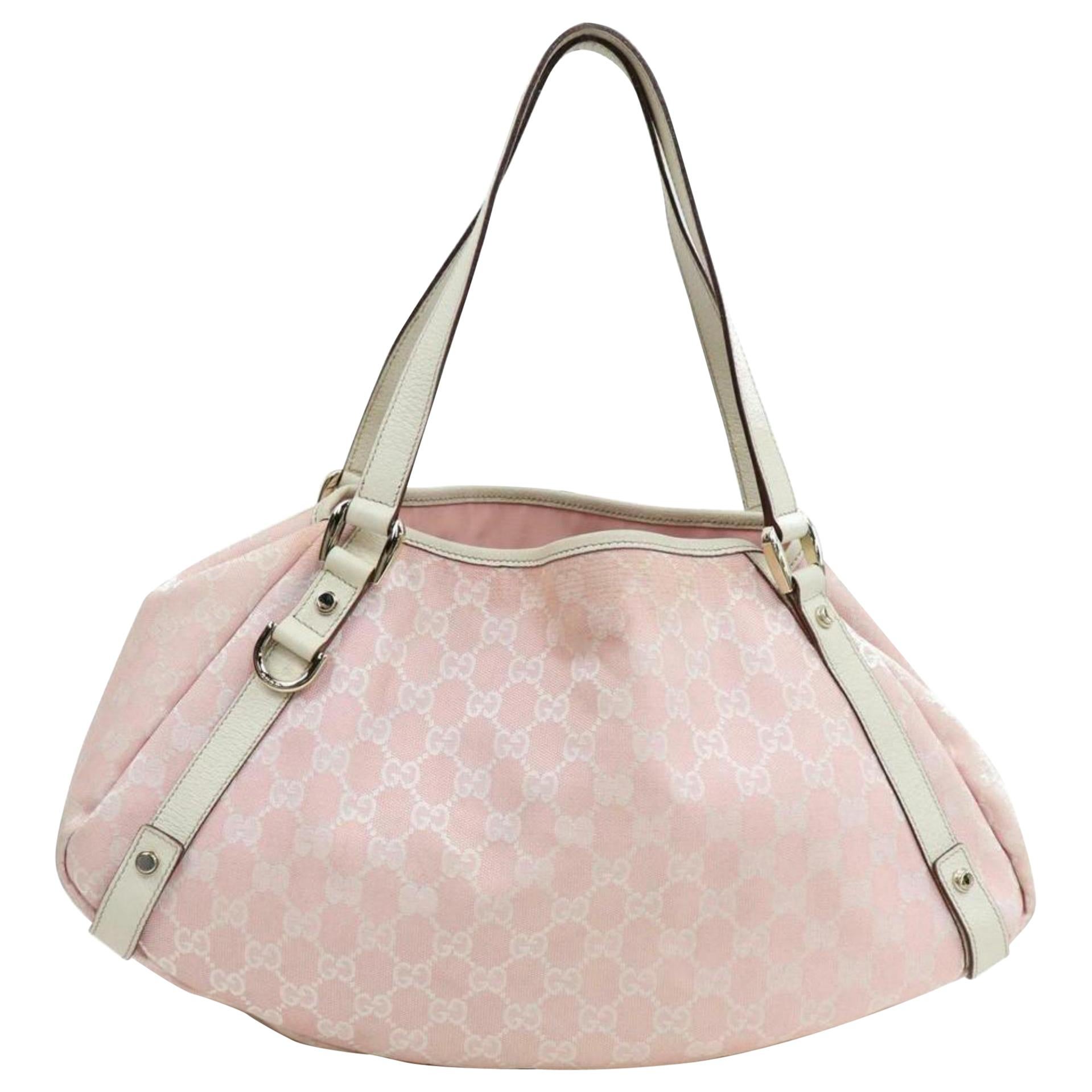 Gucci Abbey Monogram Gg Hobo 870308 Pink Canvas Shoulder Bag For Sale