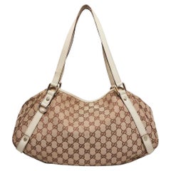 Gucci Abbey Monogramm Gg Medium 1g611 Beige X Weiß Canvas Hobo Bag