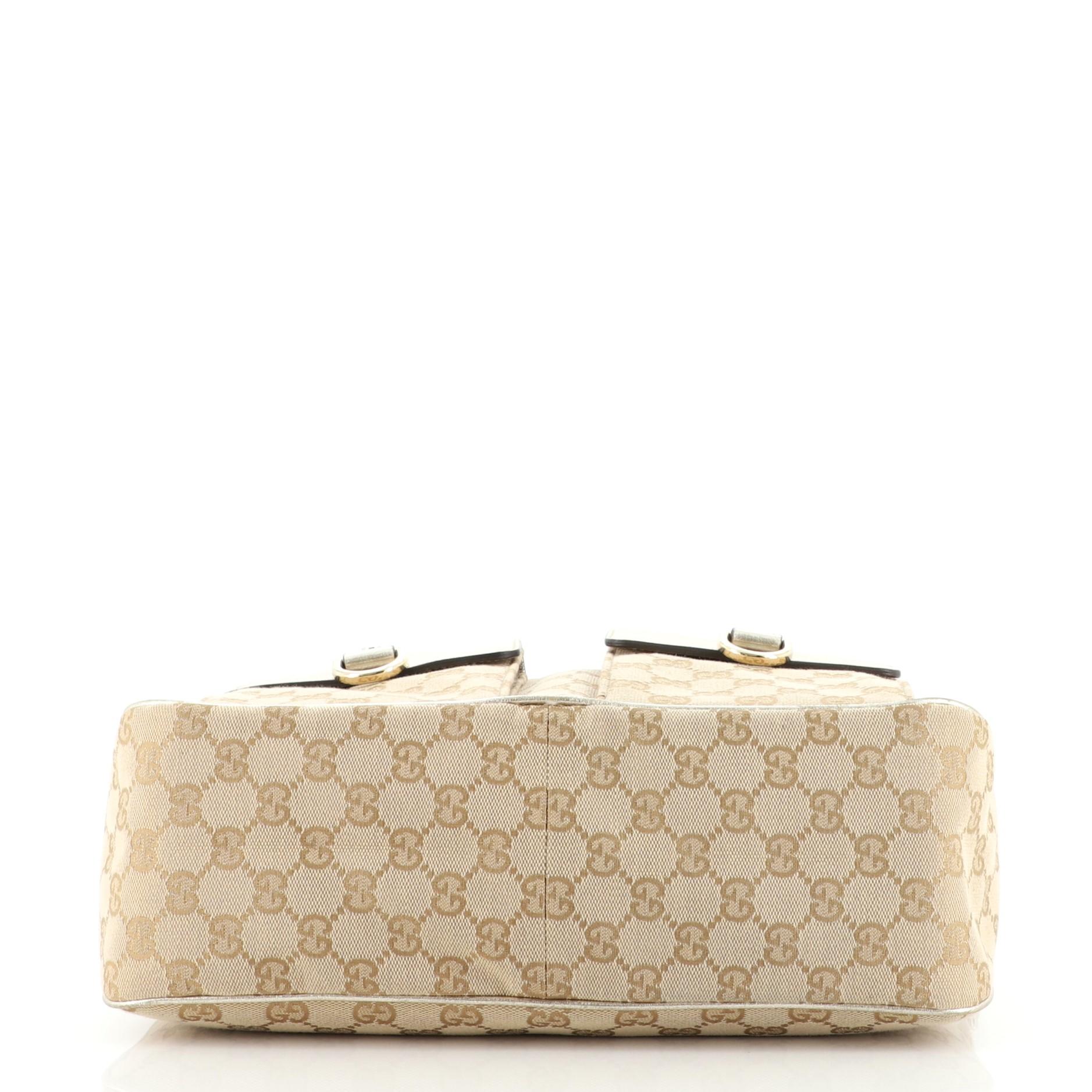 Gucci Abbey Pocket Hobo GG Canvas Medium In Good Condition In NY, NY