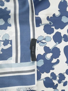 Gucci Abstract Blue & White Silk Scarf