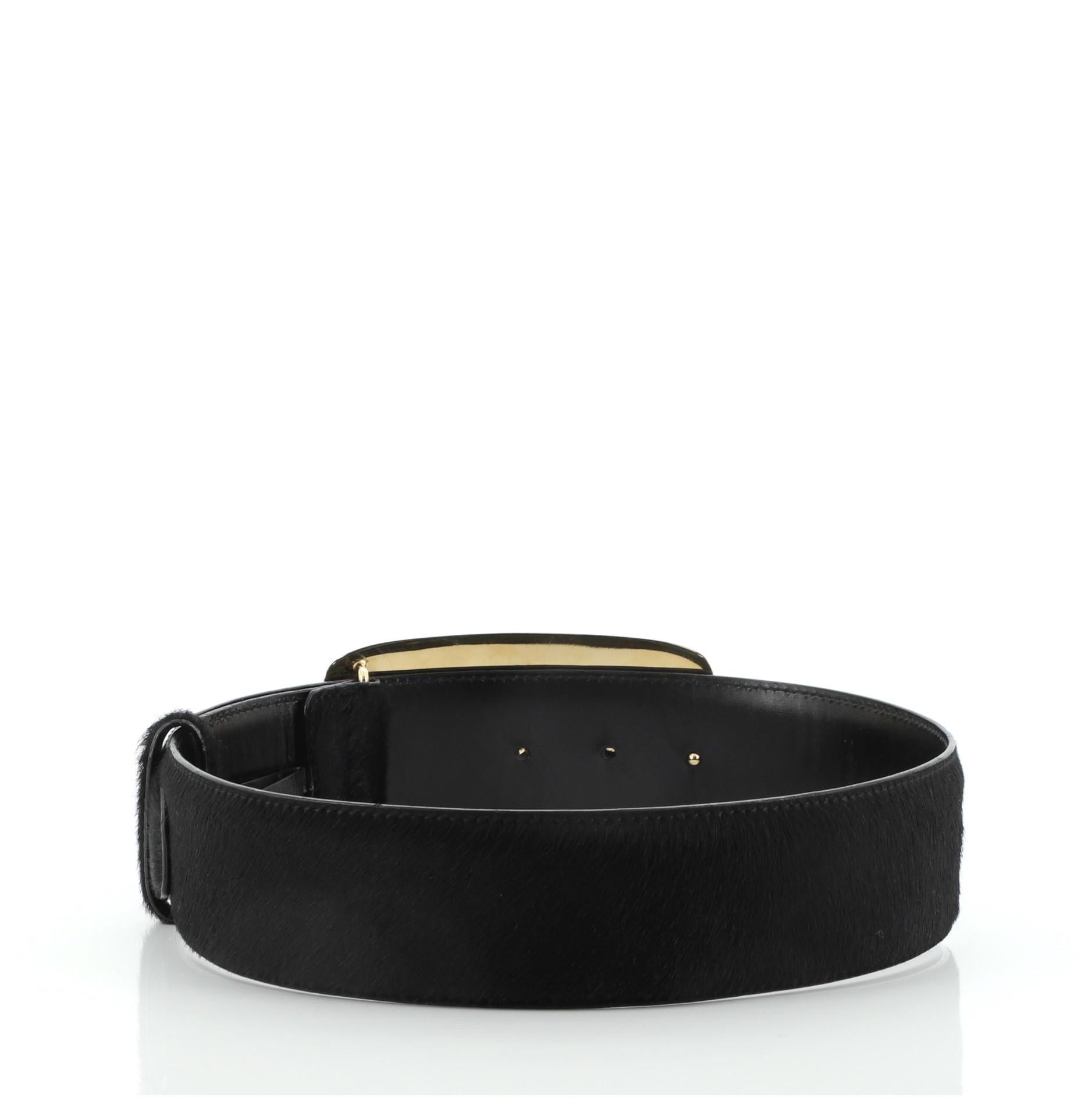 Gucci Abstract G Buckle Belt Pony Hair Wide
Black Pony HAir

Condition Details: Wear and scuffs on interior, scratches on hardware.

50609MSC

Height None