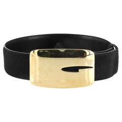 Vintage Gucci Abstract G Buckle Belt Pony Hair Wide Black