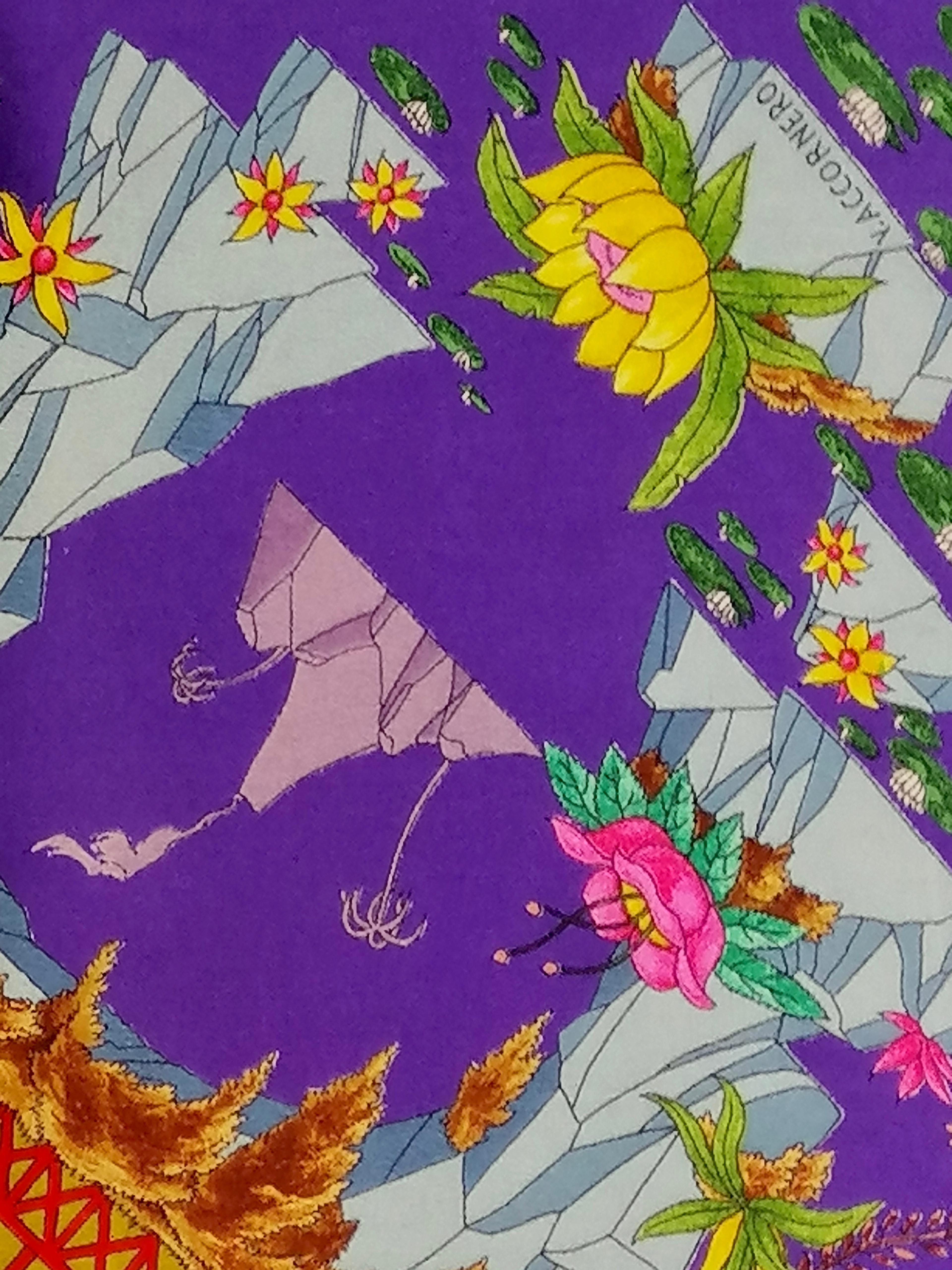 Purple GUCCI Accornero silk scarf For Sale