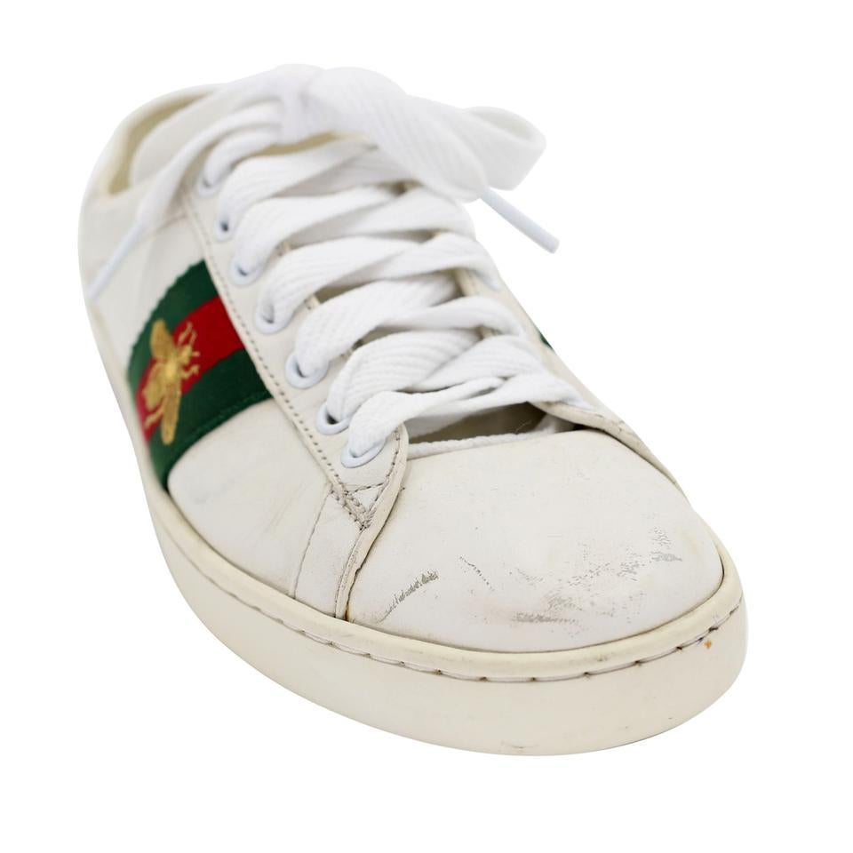 Women's Gucci Ace Bee 6 Embroidered Leather Low Top Sneakers GG-S0805P-0011 For Sale