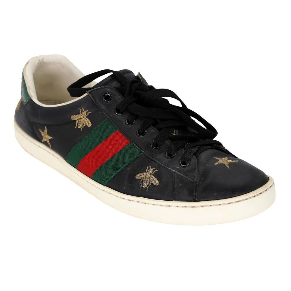 Gucci Ace Bees and Stars sz 9.5 Embroidered Low-top Men Sneakers GG-S0805P-0005 In Good Condition For Sale In Downey, CA