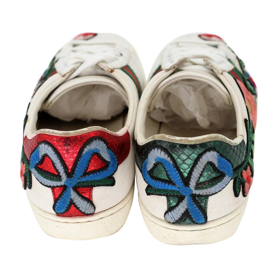Gucci Ace Floral Embroidered 38 Calfskin Low-top Sneakers GG-S0805P-0004 In Good Condition In Downey, CA