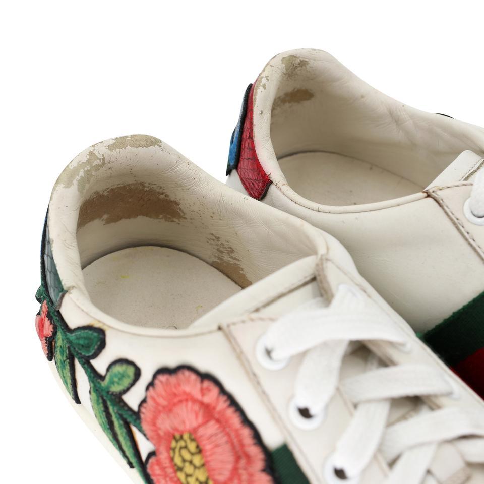 Women's Gucci Ace Floral Embroidered 38 Calfskin Low-top Sneakers GG-S0805P-0004