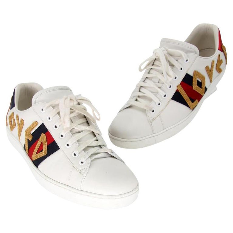 Gucci Ace Gg Low Tops 10.5 Gold Stitching Sneakers GG-0903N-0001 at 1stDibs