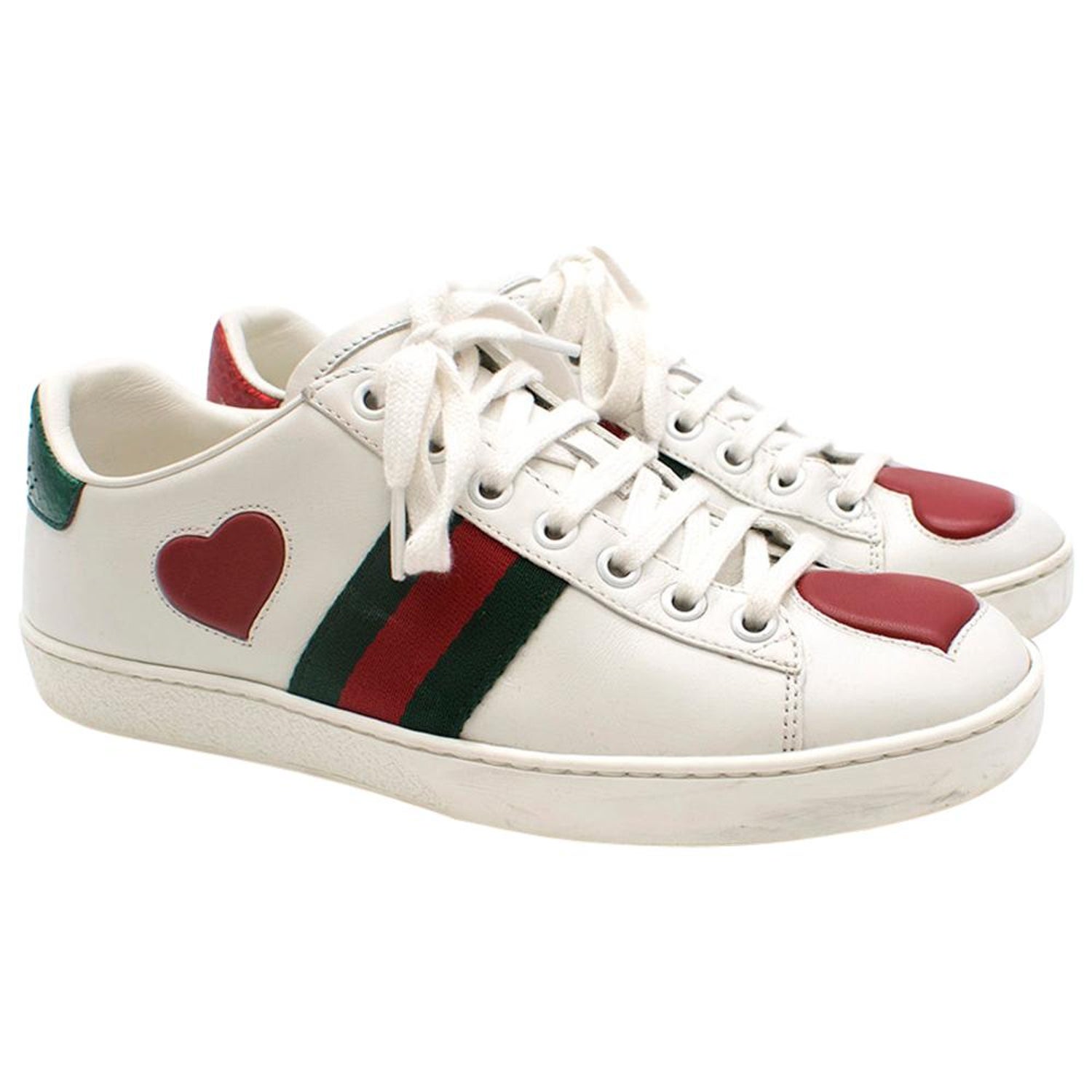 Gucci Ace Heart Embroidered Sneaker 36 at 1stDibs