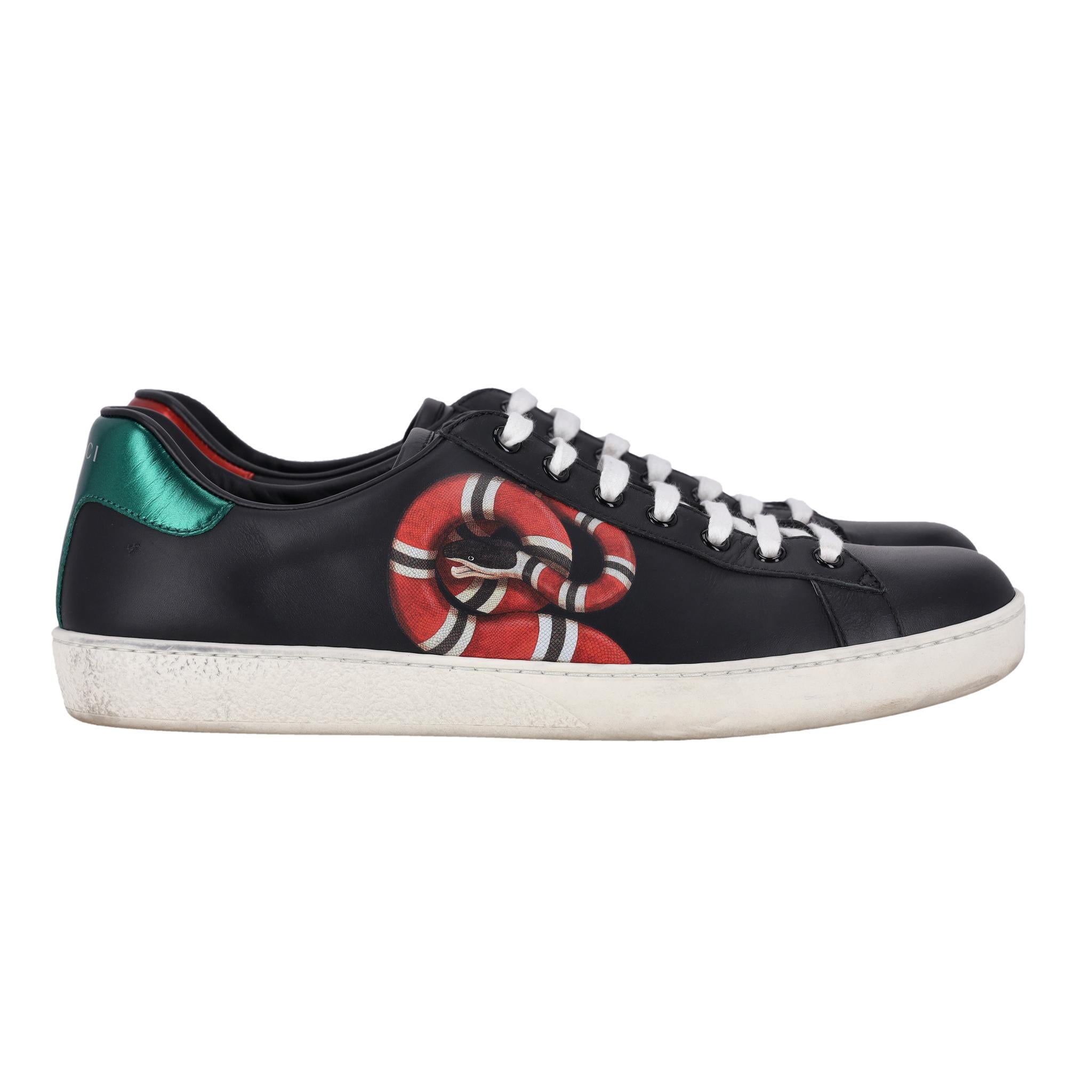 Gucci Ace Kingsnake Leder Turnschuhe Herren im Angebot