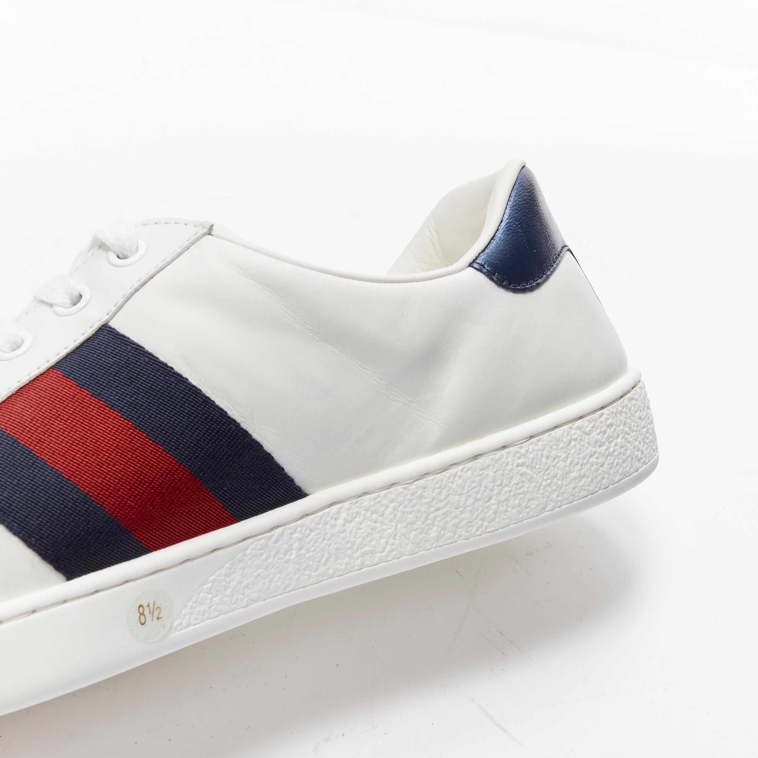GUCCI Ace Loved gold embroidered blue red web leather sneakers UK8.5 EU42.5 For Sale 3