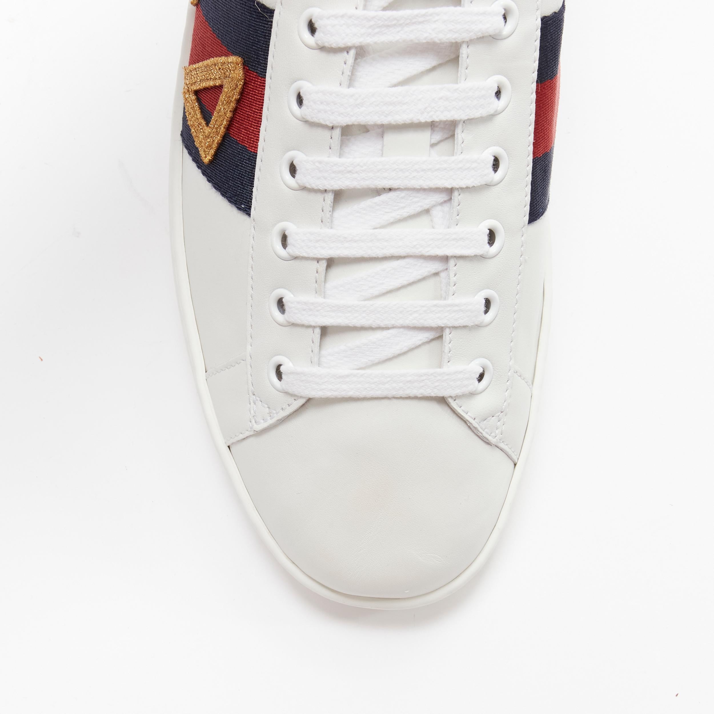 GUCCI Ace Loved gold letter patchwork white navy red web sneaker UK9 EU43 For Sale 1