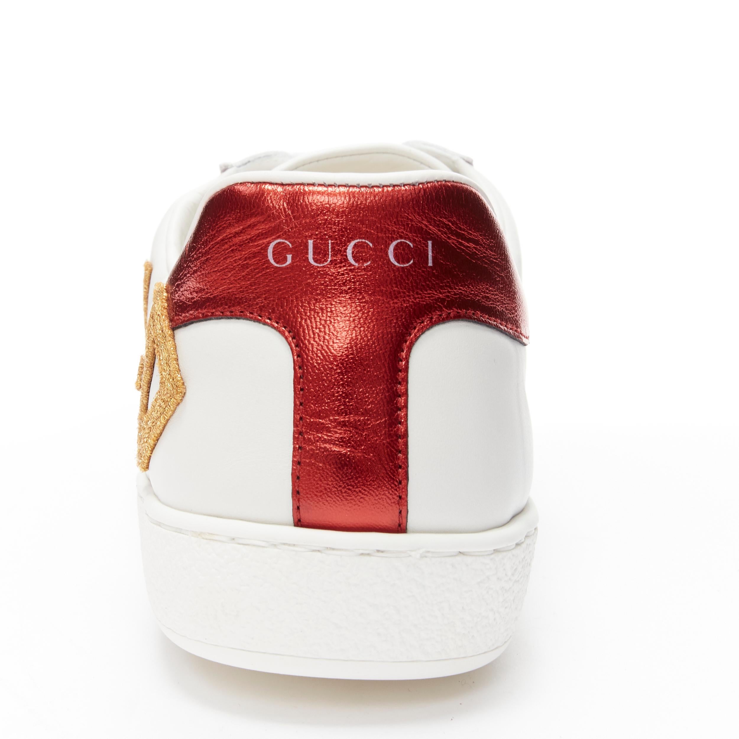 GUCCI Ace Loved gold letter patchwork white navy red web sneaker UK9 EU43 For Sale 3