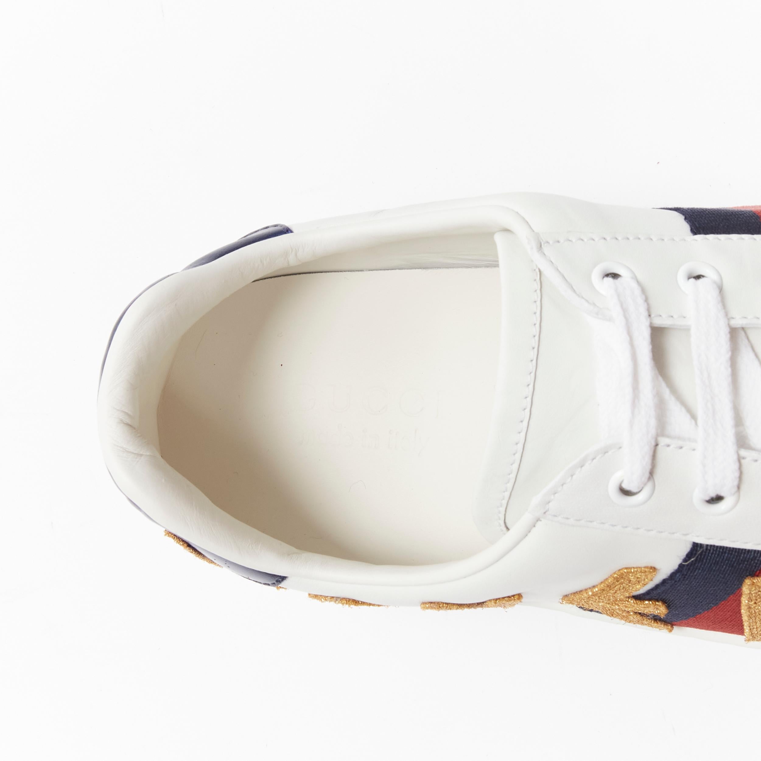 GUCCI Ace Loved gold letter patchwork white navy red web sneaker UK9 EU43 For Sale 4