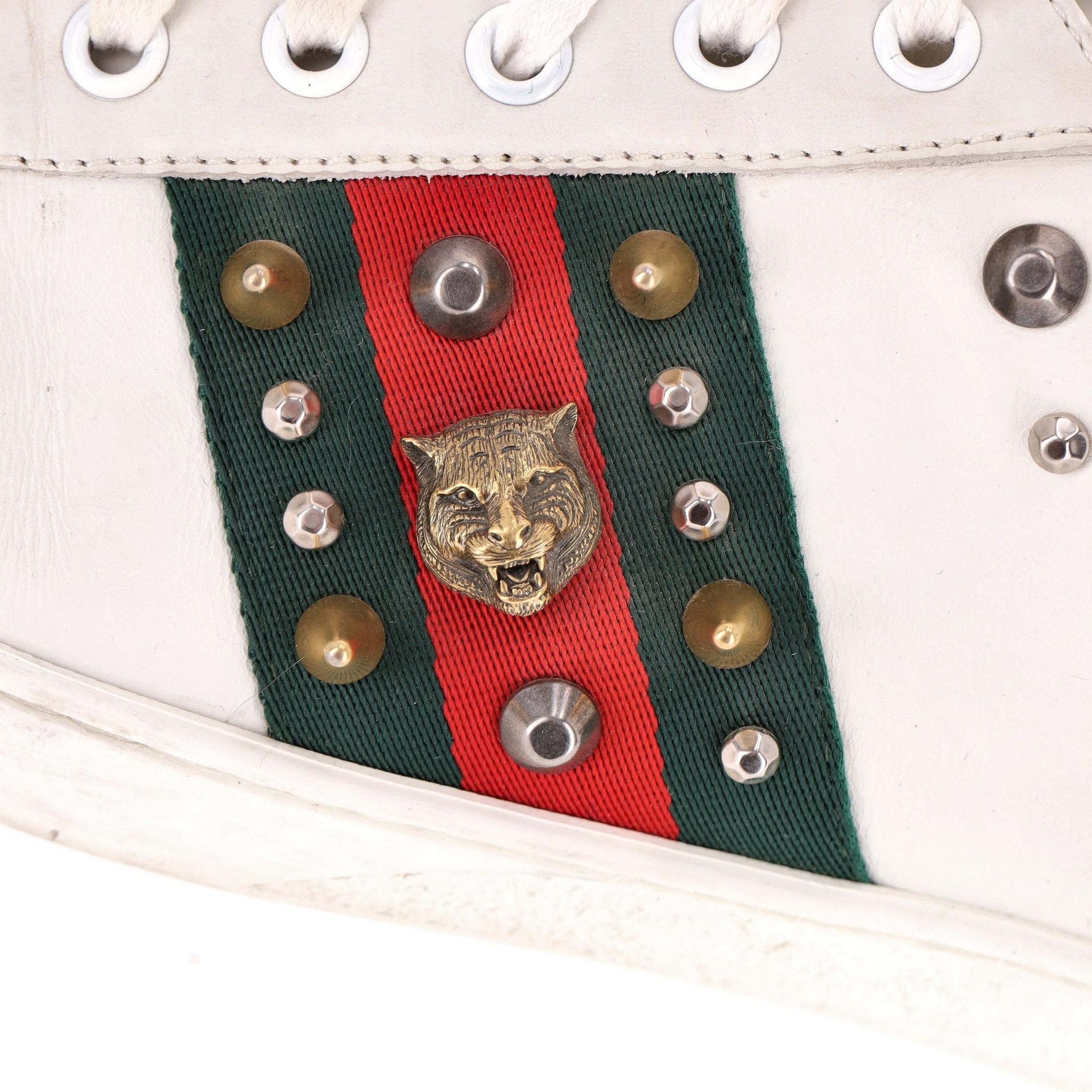 Gucci Ace Punk Web Studded Leather Sneakers In Good Condition For Sale In London, GB