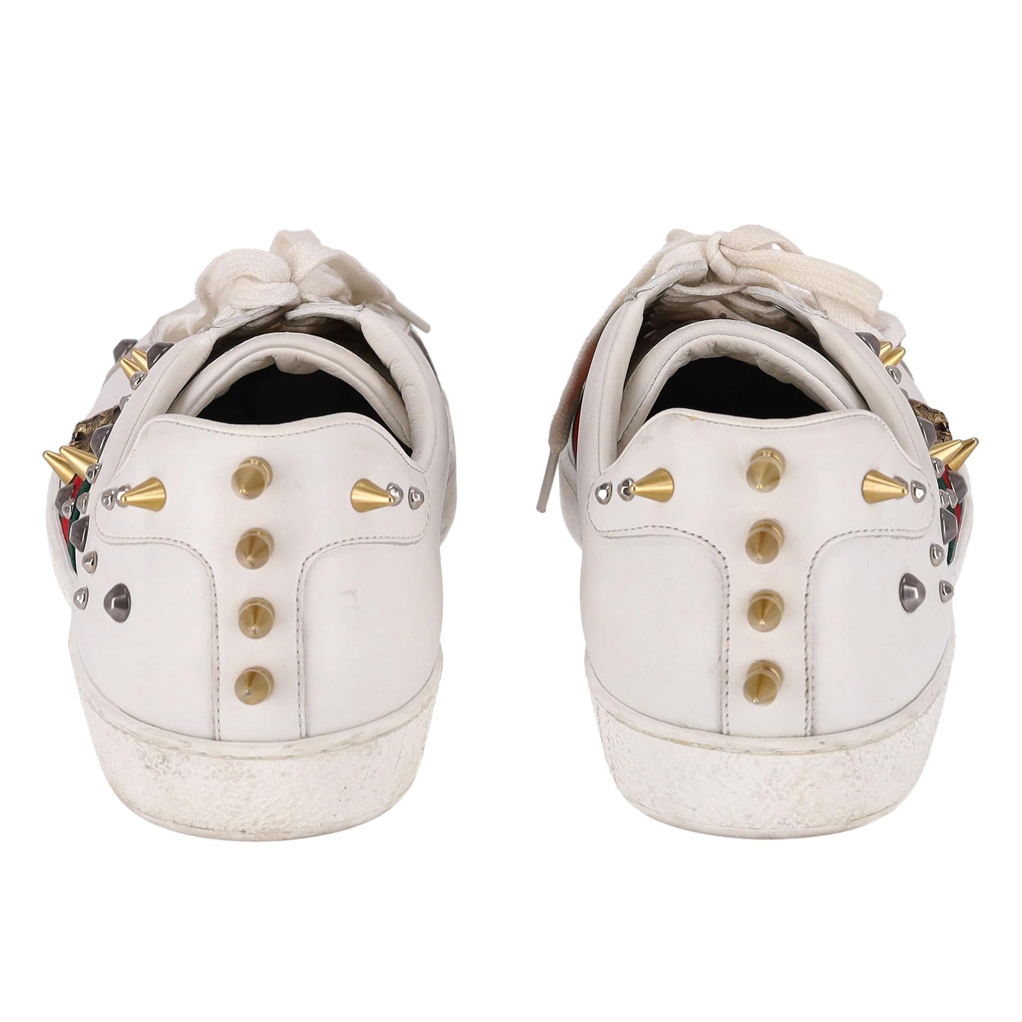 Men's Gucci Ace Punk Web Studded Leather Sneakers For Sale