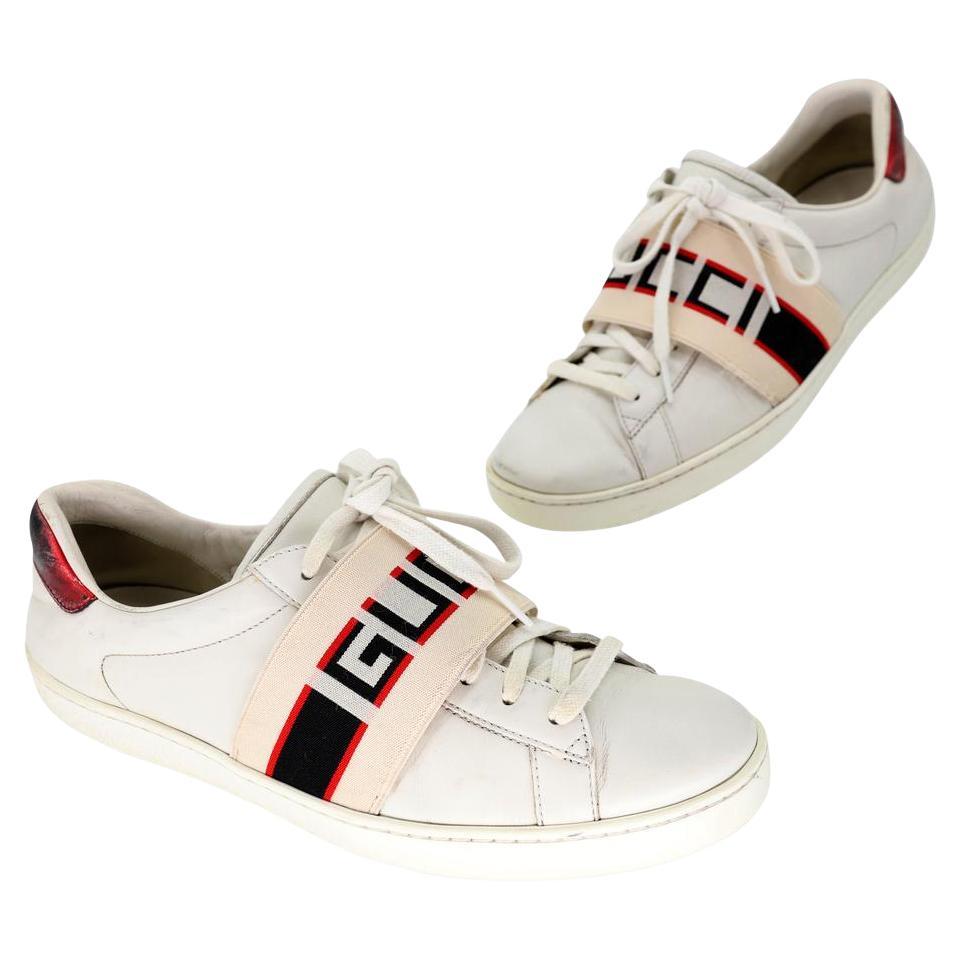 Gucci Ace Retro 80's Stripe 9 Leather Low Top Men's Sneakers GG-S0805P-0007 For Sale