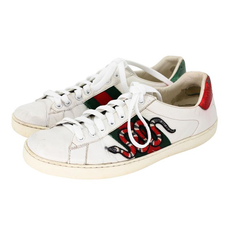 Gucci Ace Snake Embroidered 8.5 Leather Low-top Men's Sneakers  GG-S0805P-0008 For Sale at 1stDibs | gucci snake trainers, gucci snake  sneakers, gucci green sneakers