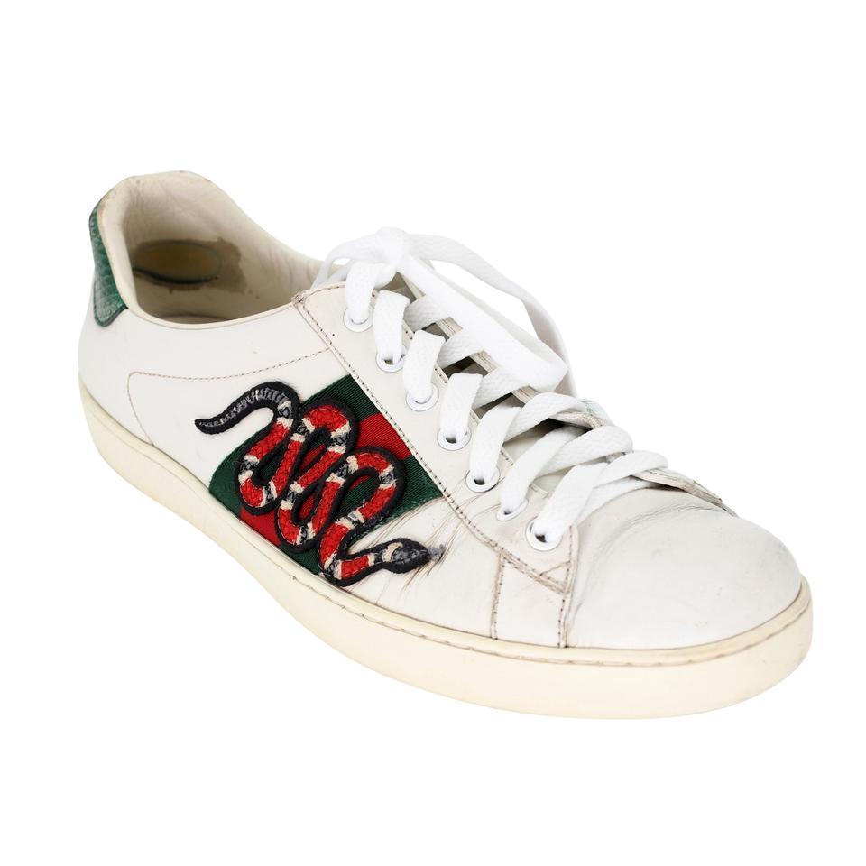 Gray Gucci Ace Snake Embroidered 8.5 Leather Low-top Men's Sneakers GG-S0805P-0008 For Sale