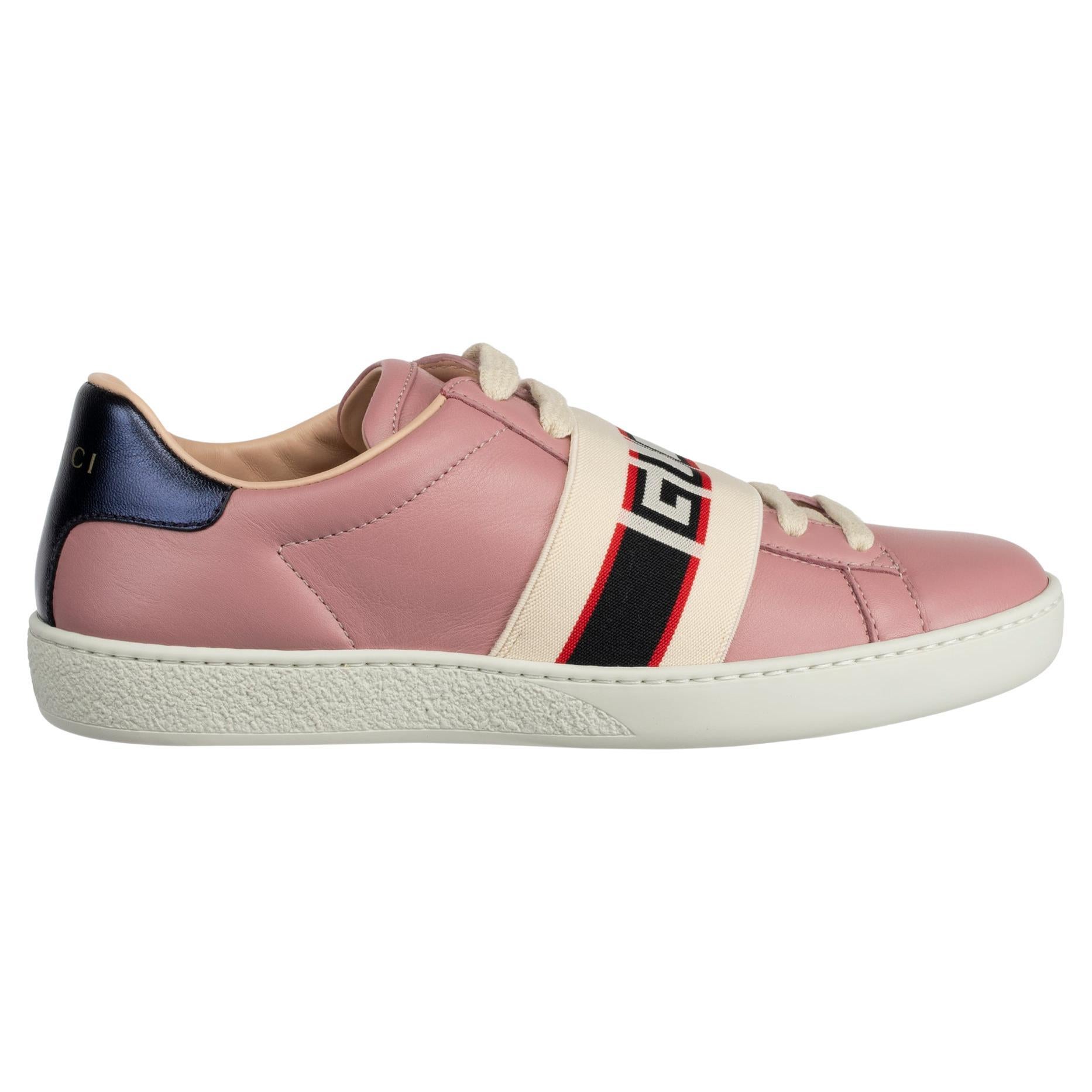 Gucci Ace Sneaker Dusty Pink & Metallic Blue 35 IT For Sale