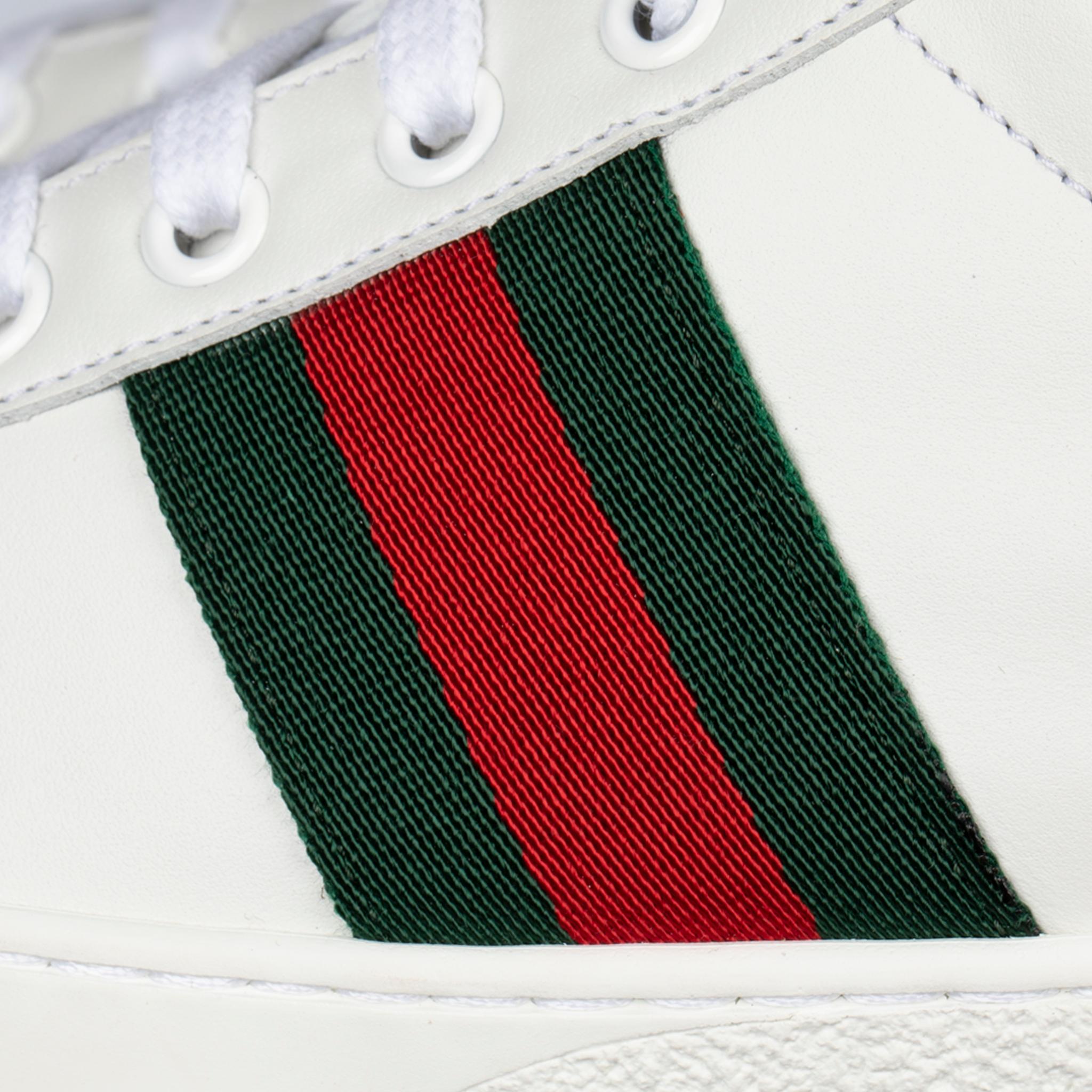 Gucci Ace Sneaker White Green & Red Stripe 38 IT 5