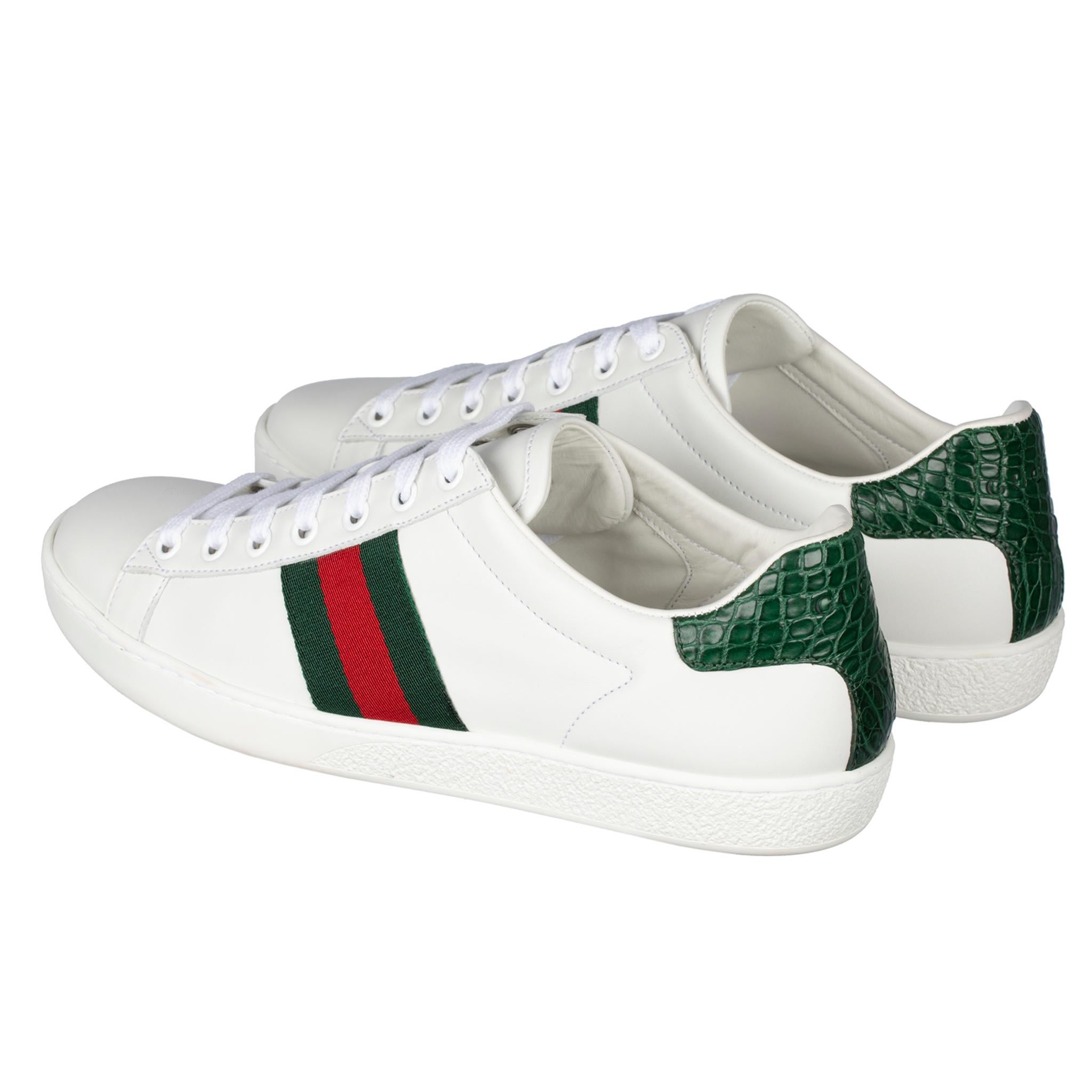 Women's Gucci Ace Sneaker White Green & Red Stripe 38 IT