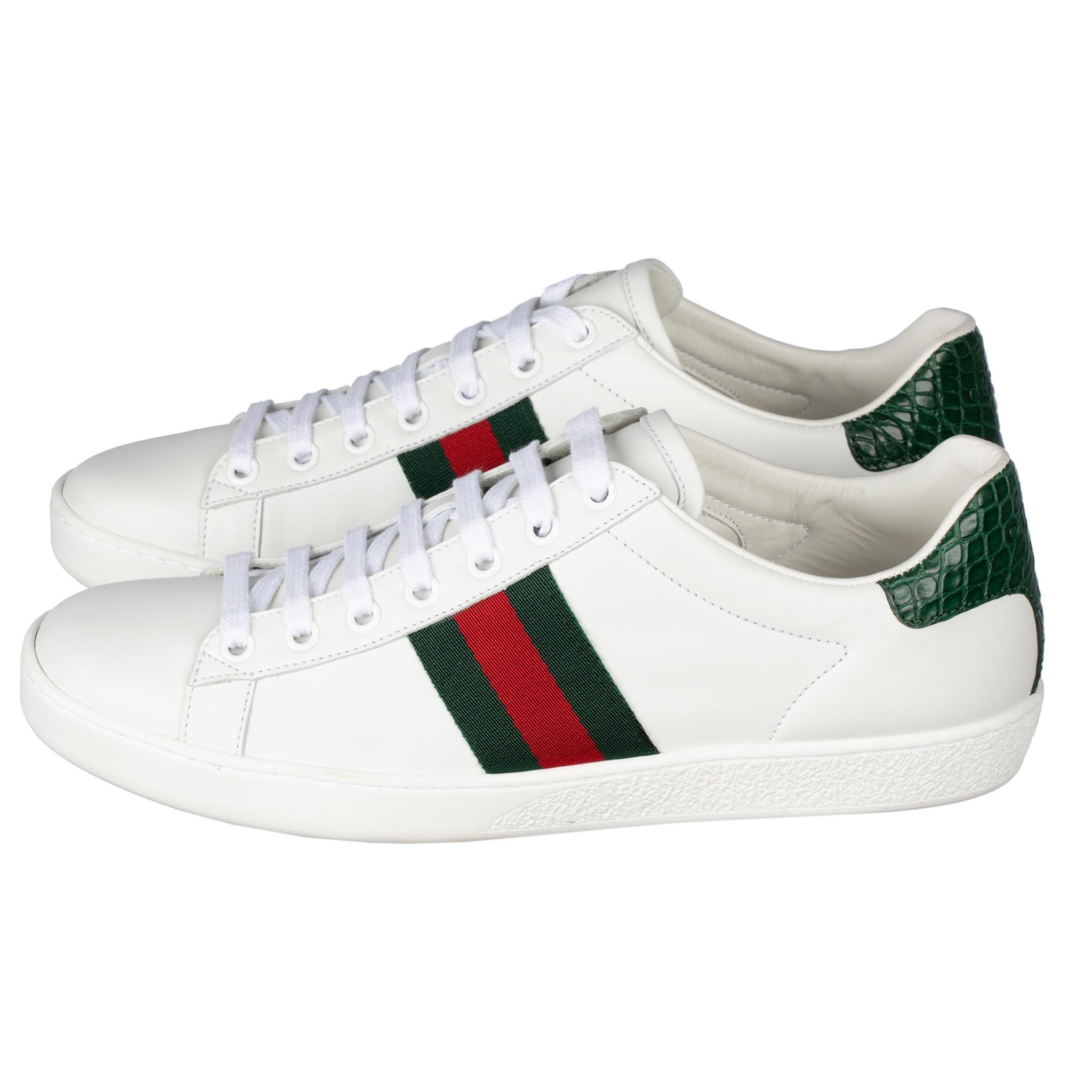 Gucci Ace Sneaker White Green & Red Stripe 38 IT 1