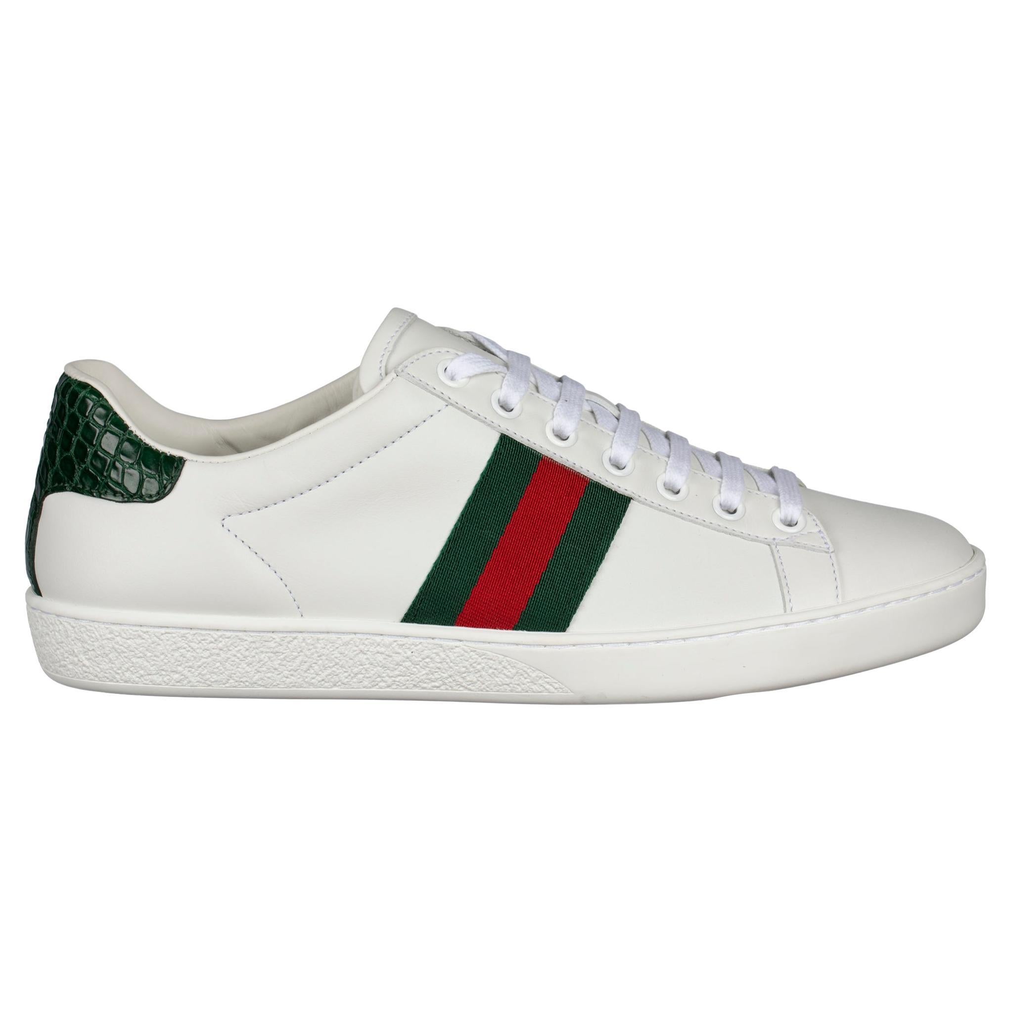 Gucci Ace Sneaker White Green & Red Stripe 38 IT