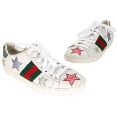 Gucci Ace Stars Embellished 36 Leather Low Top Trainer Sneakers GG-0818P-0003