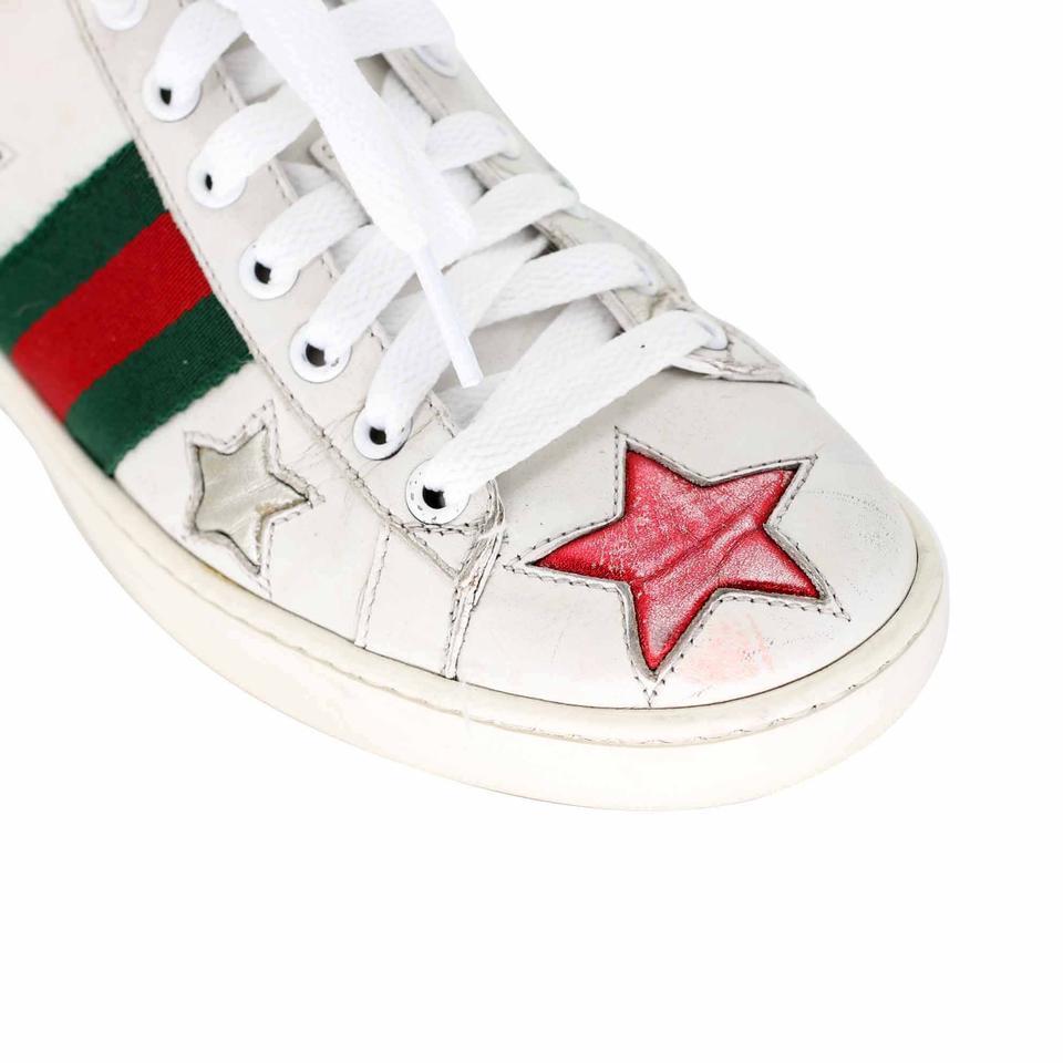 Women's Gucci Ace Stars Embellished 36 Leather Low Top Trainer Sneakers GG-0818P-0003 For Sale