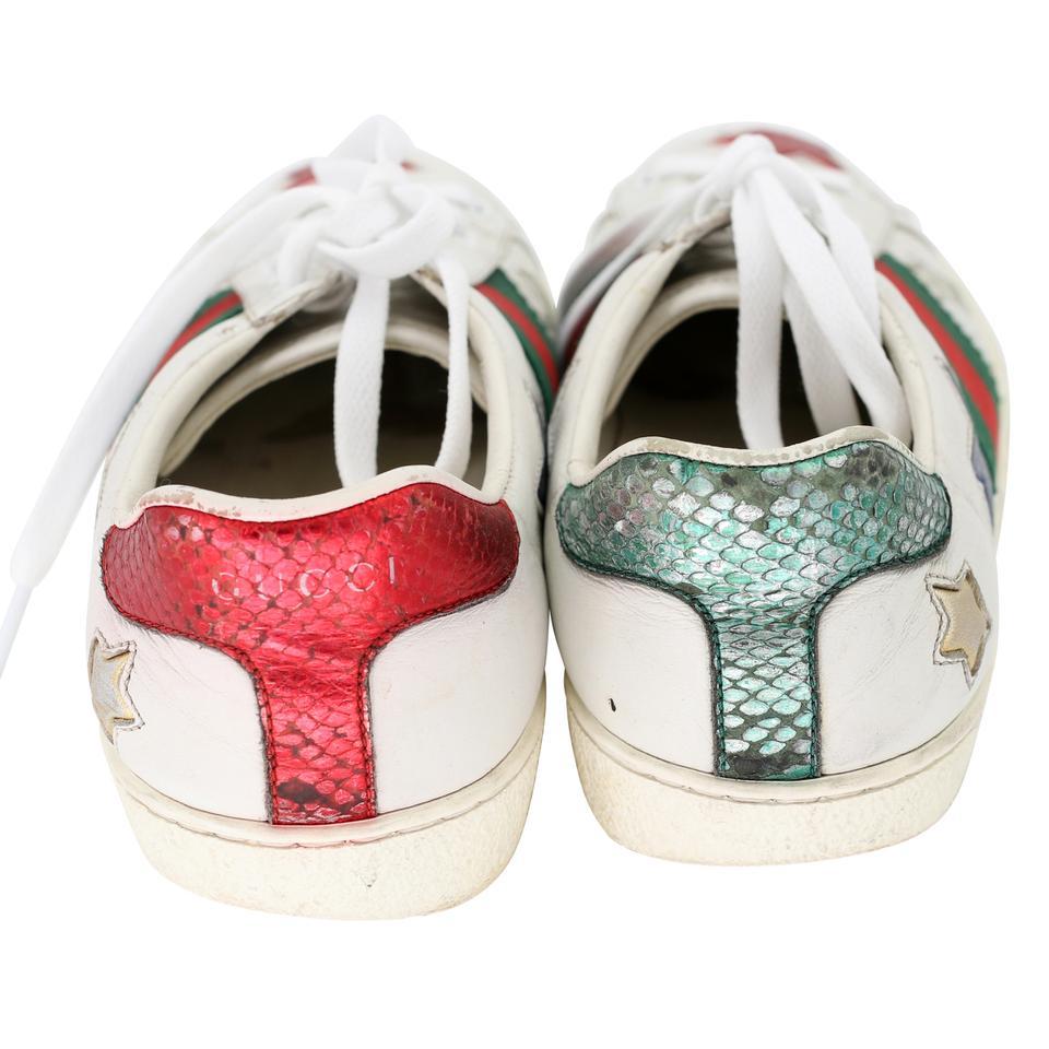 Women's Gucci Ace Stars Embellished 7.5 Leather Low Trainer Men's Sneakers GG-0819P-0003 For Sale