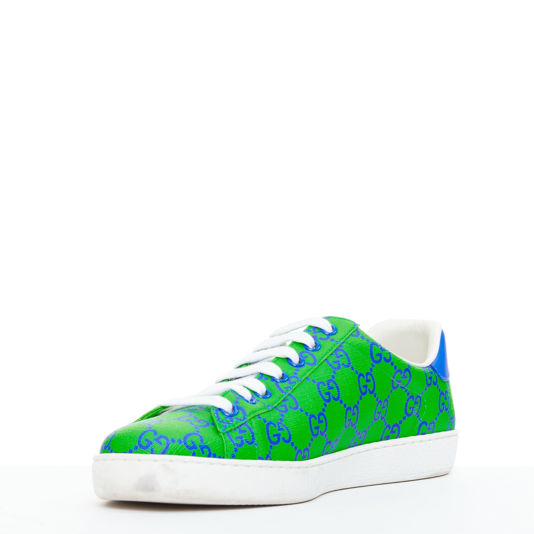 Gucci Ace Supreme Joy Monogram verde blu scarpe da ginnastica basse UK7.5 EU41.5 In condizioni buone in vendita a Hong Kong, NT