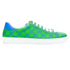 GUCCI Ace Supreme Joy Monogram green blue low top sneakers UK7.5 EU41.5