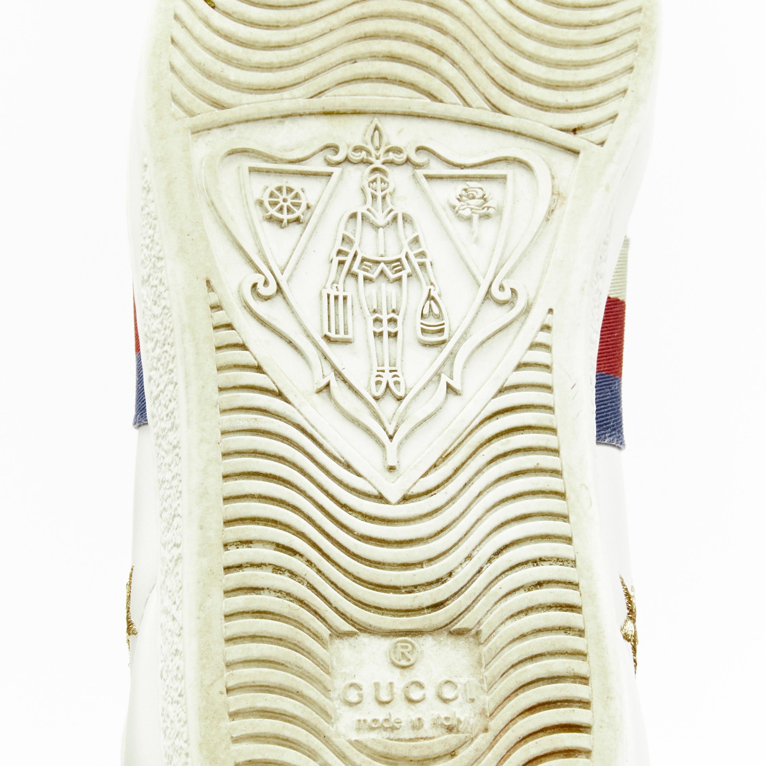 GUCCI Ace white leather gold Bee Star embroidery web step back sneaker EU37 US7 4