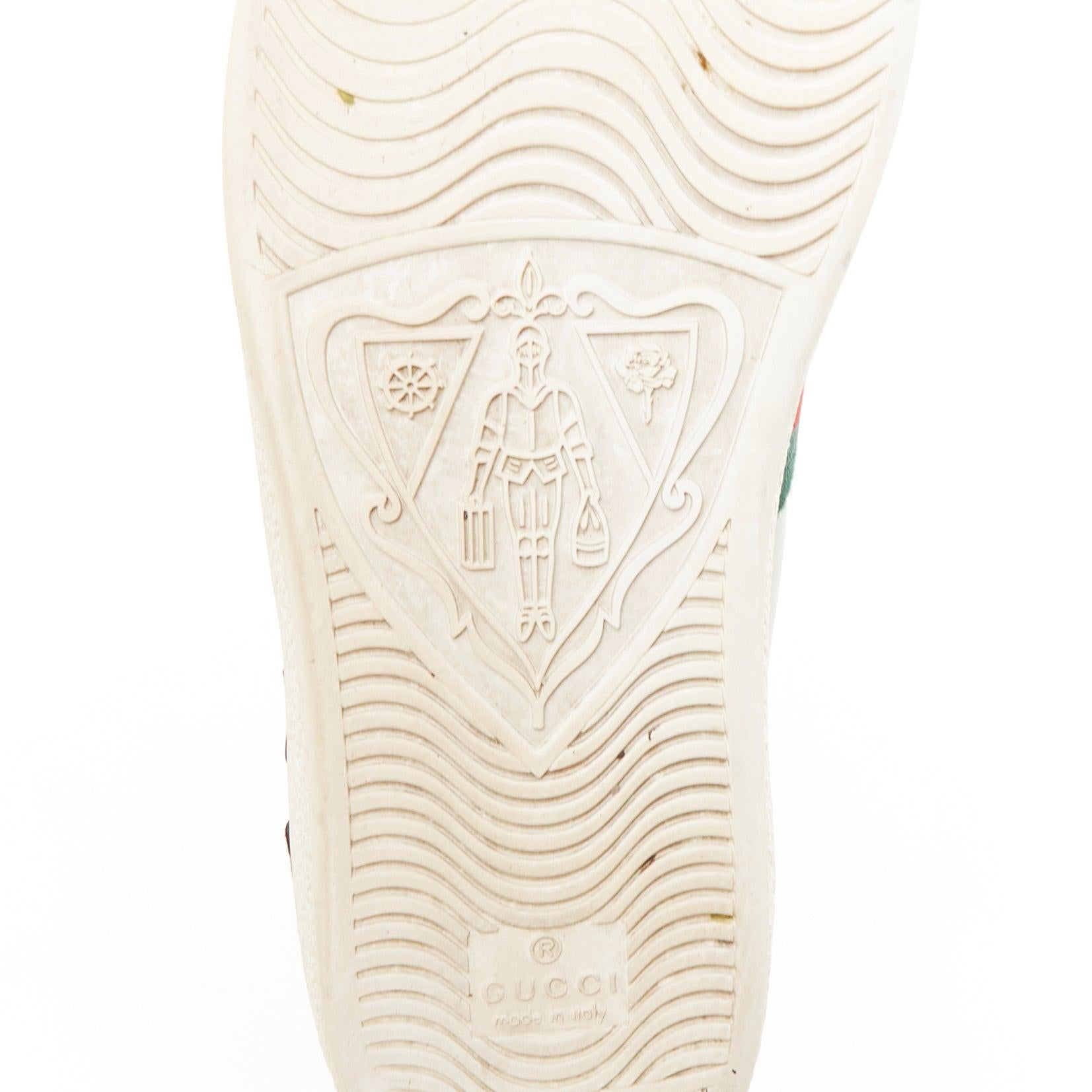 Gucci Ace, scarpe da ginnastica in pelle bianca e rosa con ricamo floreale, EU37.5 in vendita 6