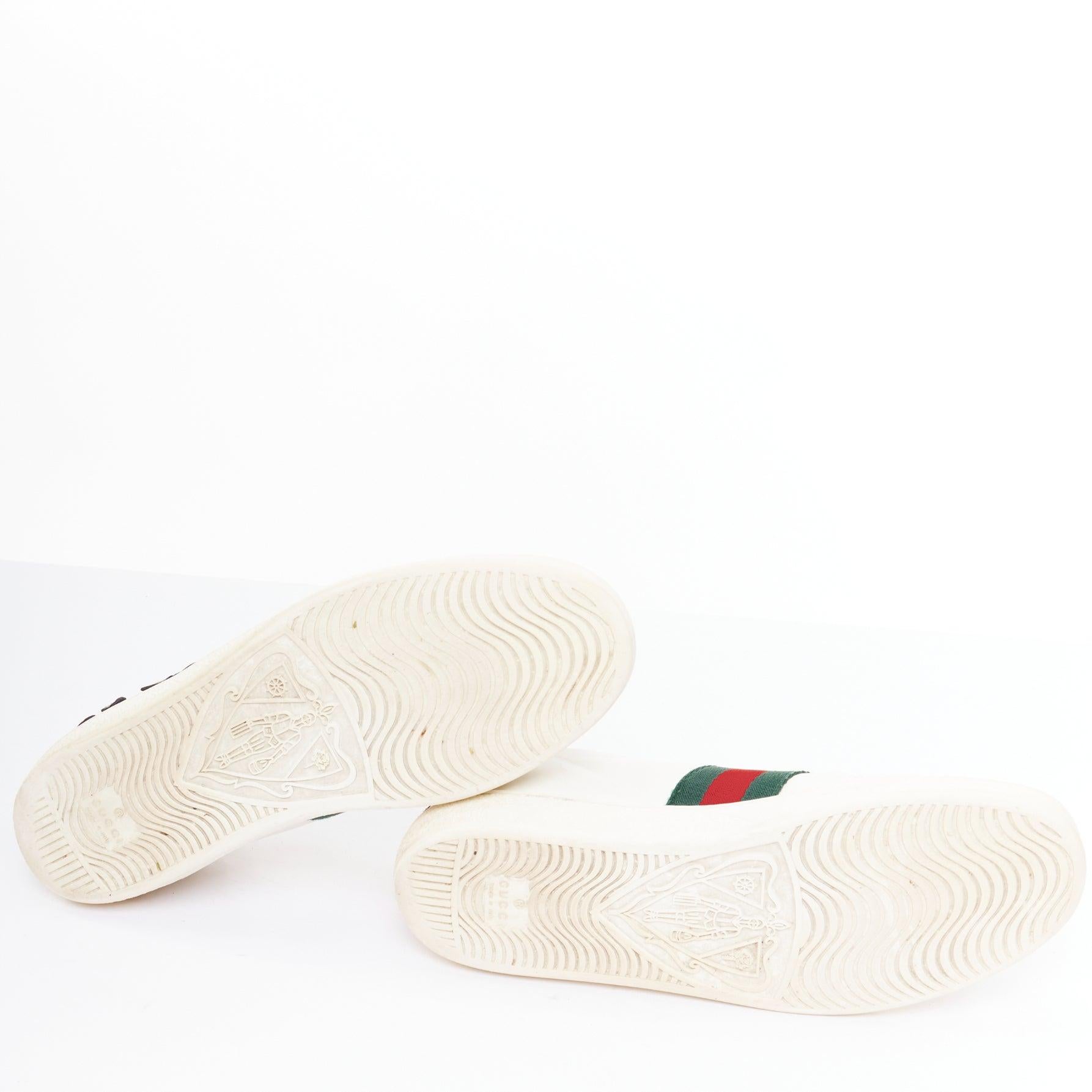 Gucci Ace, scarpe da ginnastica in pelle bianca e rosa con ricamo floreale, EU37.5 in vendita 7