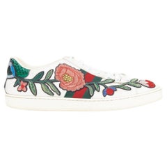 GUCCI Ace white leather pink floral embroidered patch sneakers EU37.5 GUCCI Ace white leather pink floral embroidered patch sneakers EU37.5