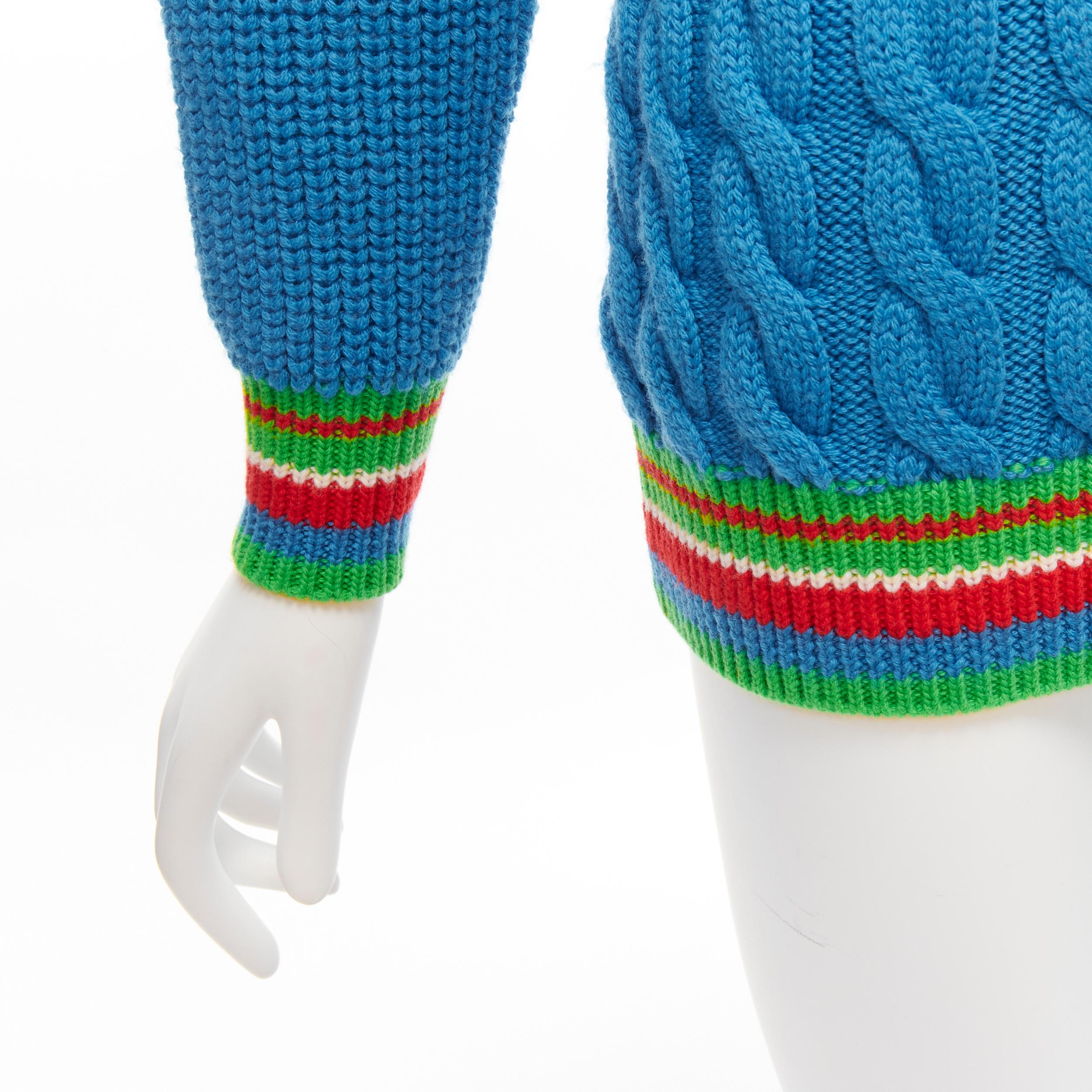 GUCCI ADIDAS 2022 100% wool red green 3D logo embroidery cable sweater XXS For Sale 3