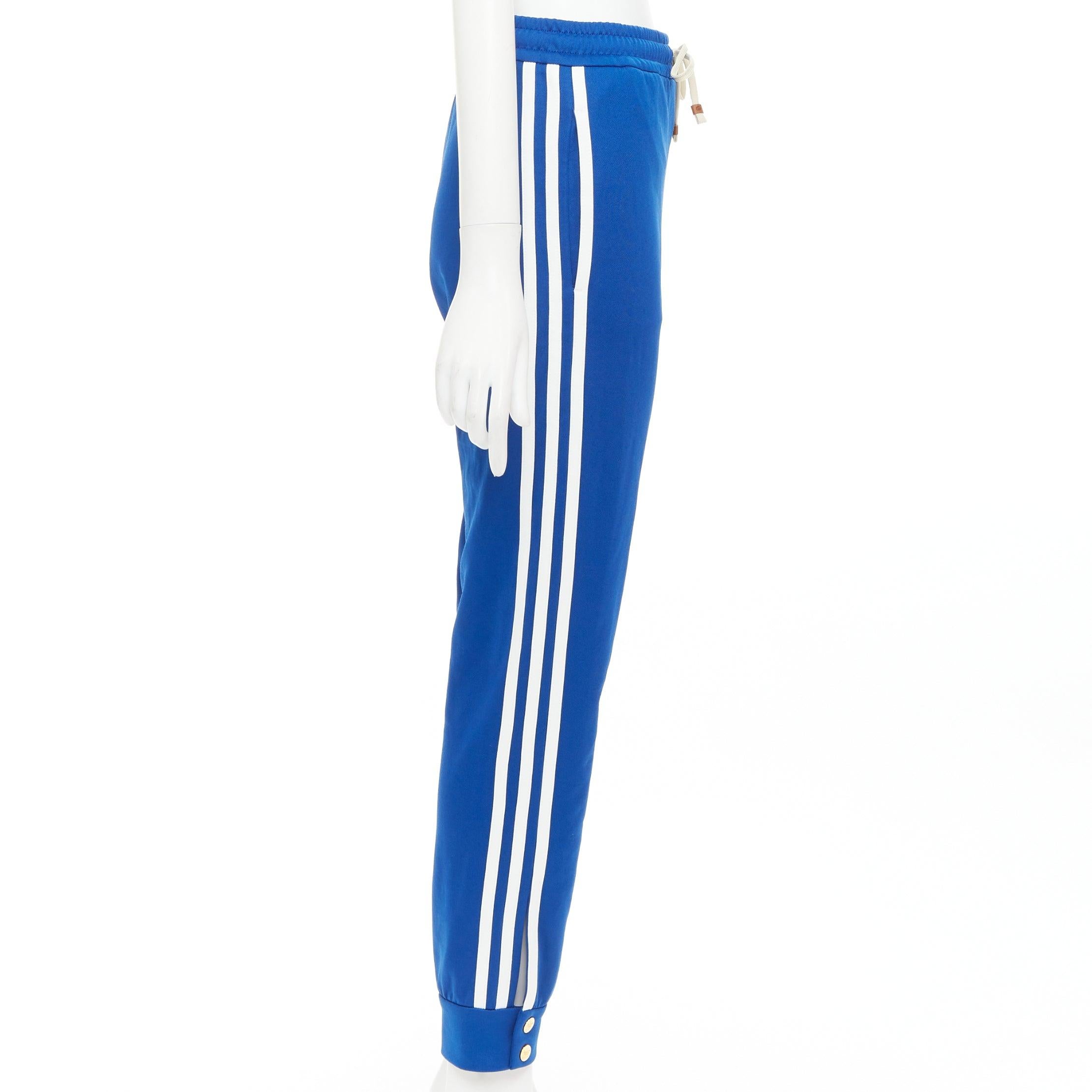 GUCCI ADIDAS 2022 blue white logo web 3 stripe trim track sweat pants XS In Excellent Condition For Sale In Hong Kong, NT