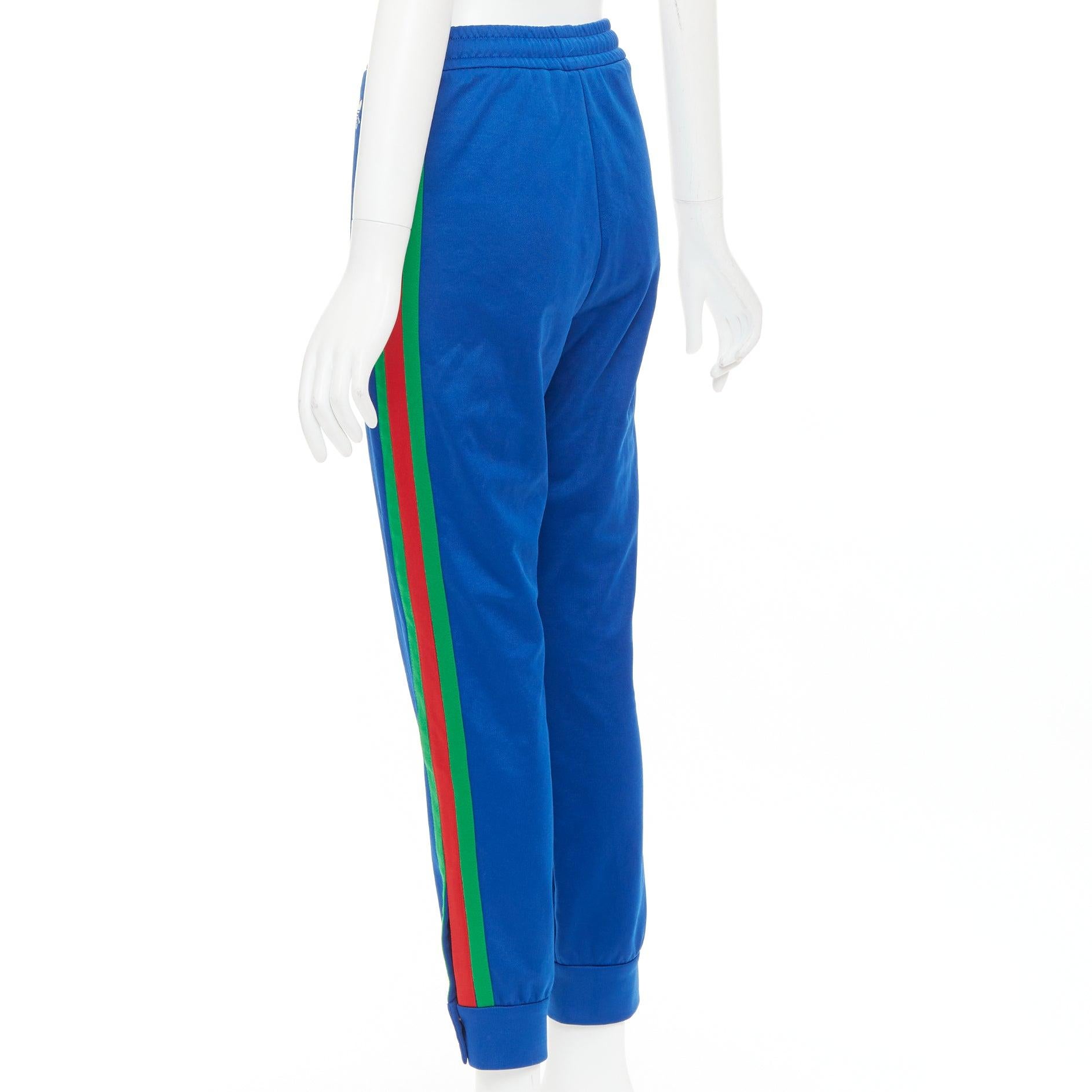 GUCCI ADIDAS 2022 blue white logo web 3 stripe trim track sweat pants XS For Sale 1