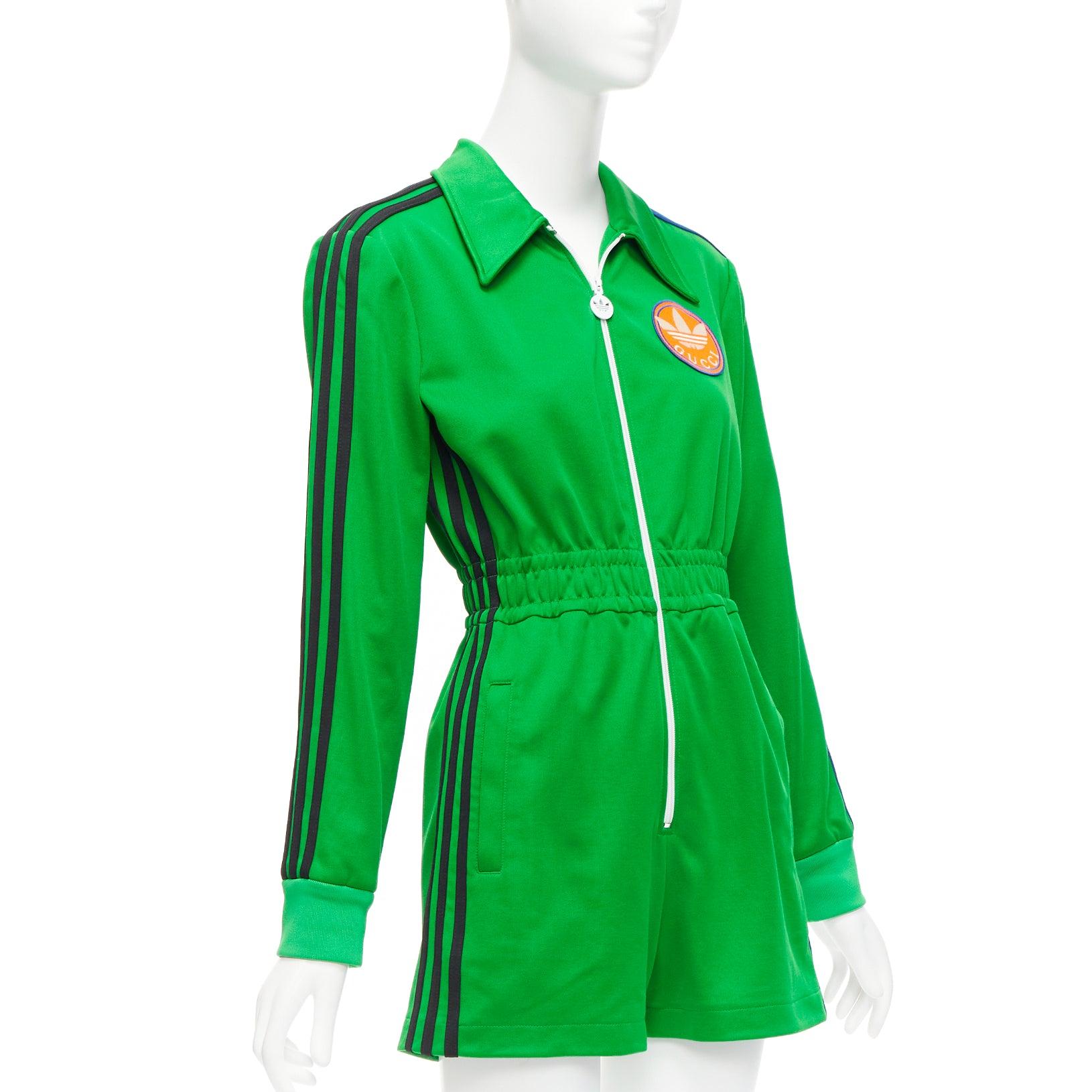 GUCCI Adidas 2022 green orange logo pique stripes long sleeve zip romper XS
Reference: AAWC/A00691
Brand: Gucci
Designer: Alessandro Michele
Model: 697274 XJEAZ 3778
Collection: 2022 Adidas
Material: Polyester, Blend
Color: Green,