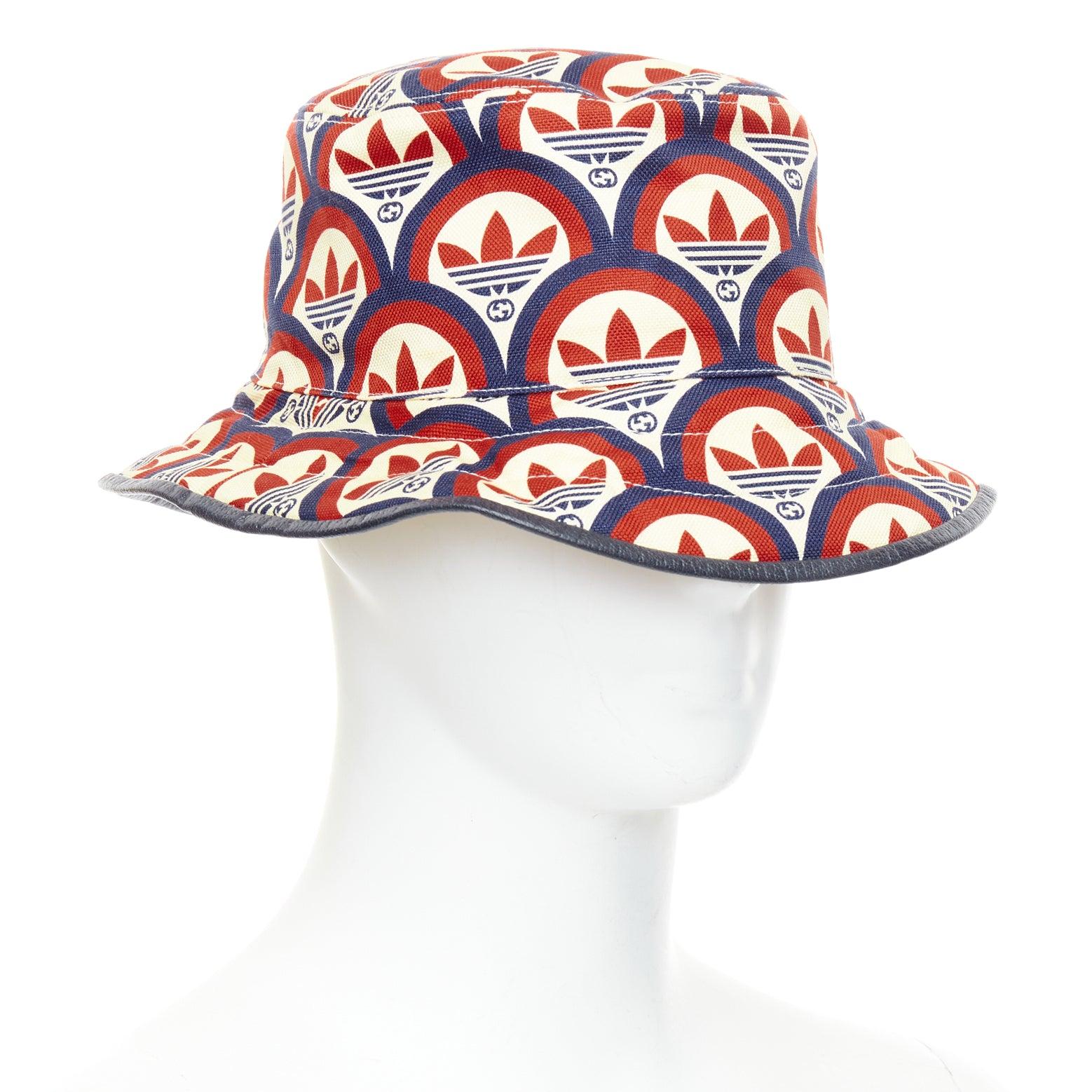 GUCCI ADIDAS 2022 logo print leather trim bucket hat
Reference: TGAS/E00486
Brand: Gucci
Designer: Alessandro Michele
Collection: Adidas
Material: Fabric, Leather
Color: Red, Black
Pattern: Logomania
Lining: Cream Fabric
Made in: