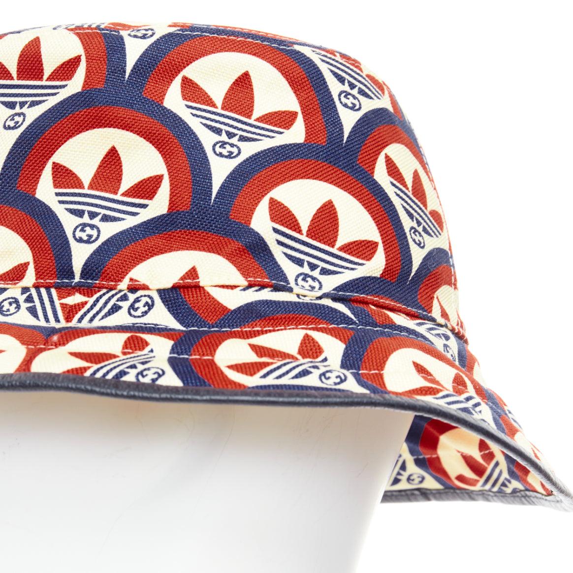 GUCCI ADIDAS 2022 logo print leather trim bucket hat 1
