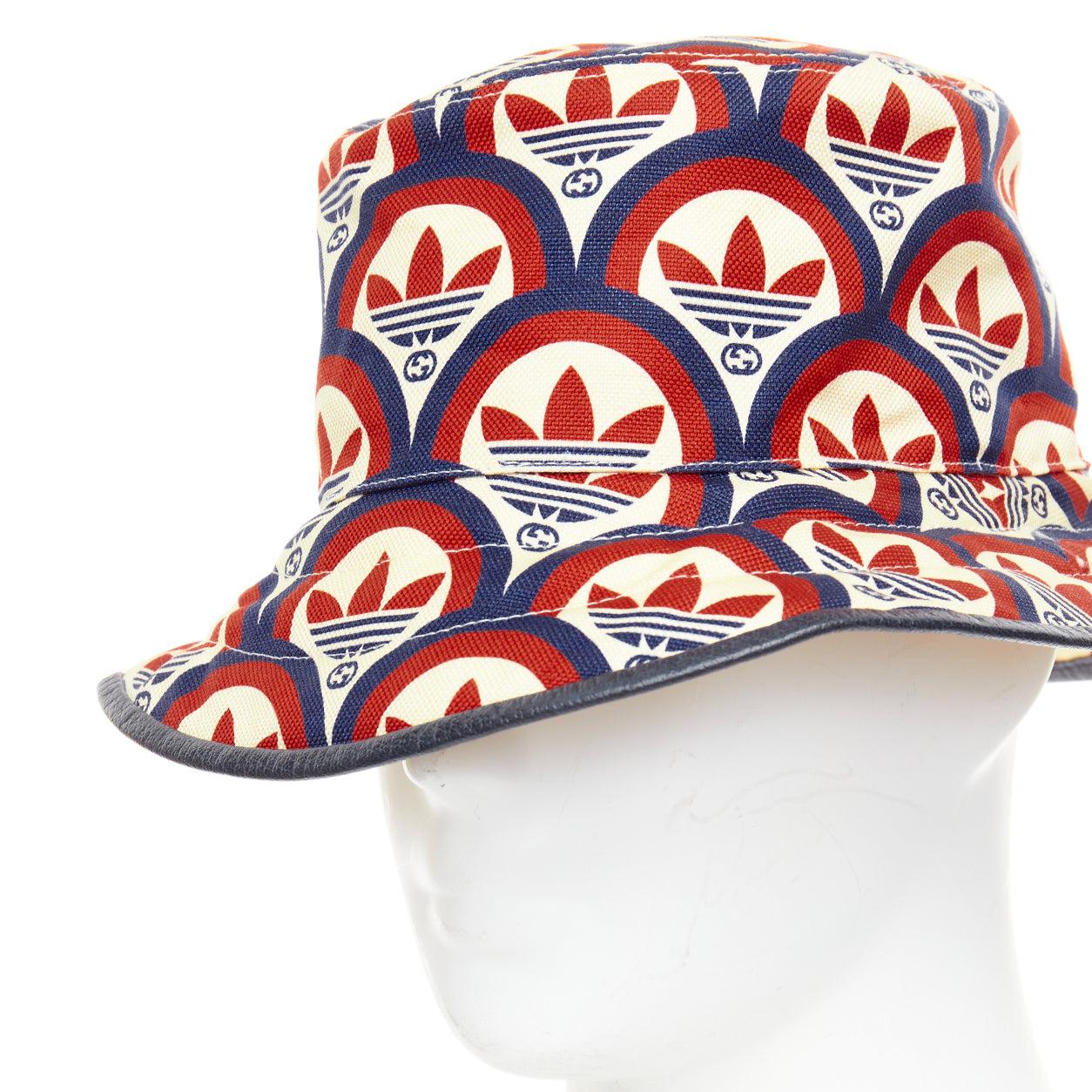 GUCCI ADIDAS 2022 logo print leather trim bucket hat 2