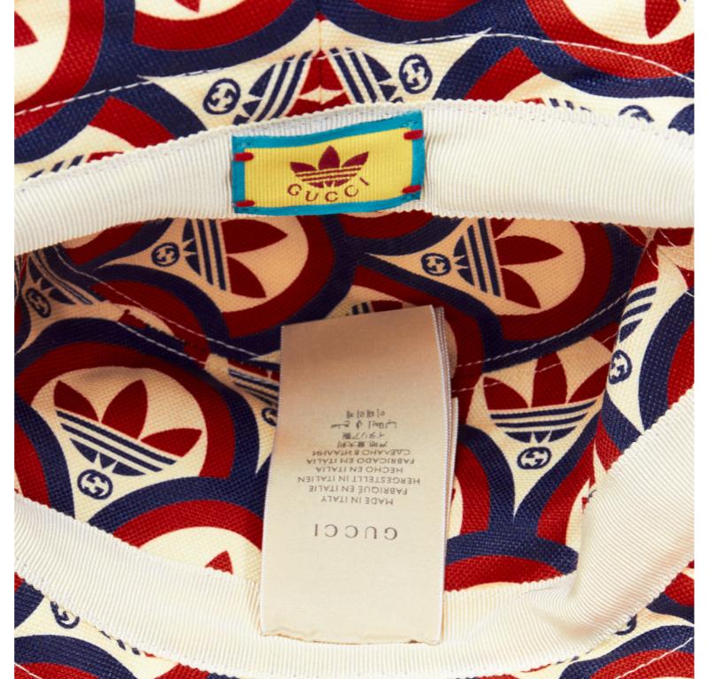 GUCCI ADIDAS 2022 logo print leather trim bucket hat 2