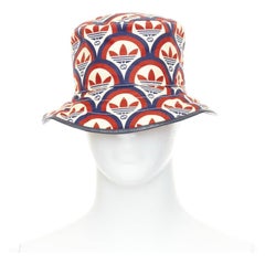 GUCCI ADIDAS 2022 logo print leather trim bucket hat
