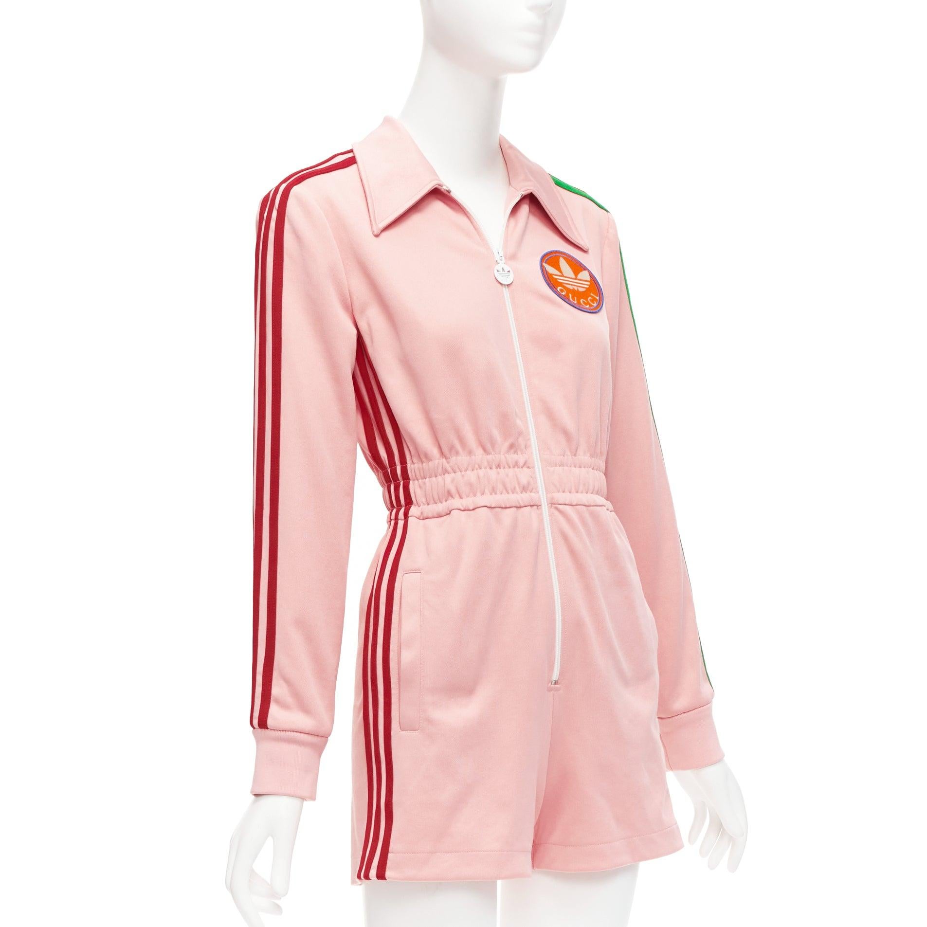 GUCCI Adidas 2022 pink orange logo pique stripes long sleeve zip romper XS
Reference: AAWC/A00690
Brand: Gucci
Designer: Alessandro Michele
Model: 697274 XJEAZ 3778
Collection: 2022 Adidas
Material: Polyester, Blend
Color: Pink
Pattern: