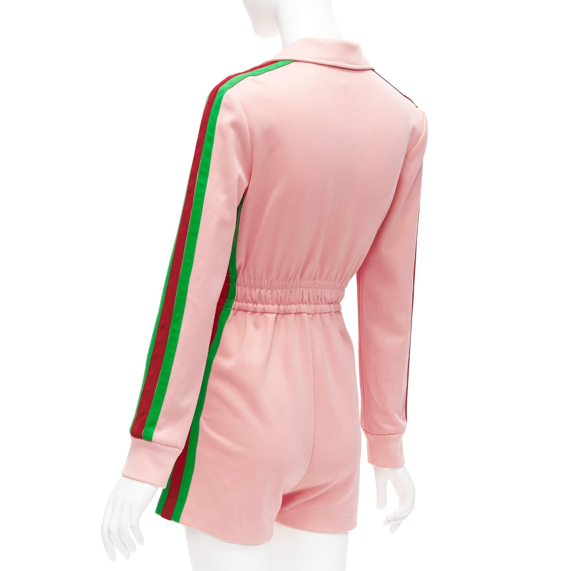 GUCCI Adidas 2022 pink orange logo pique stripes long sleeve zip romper XS 1