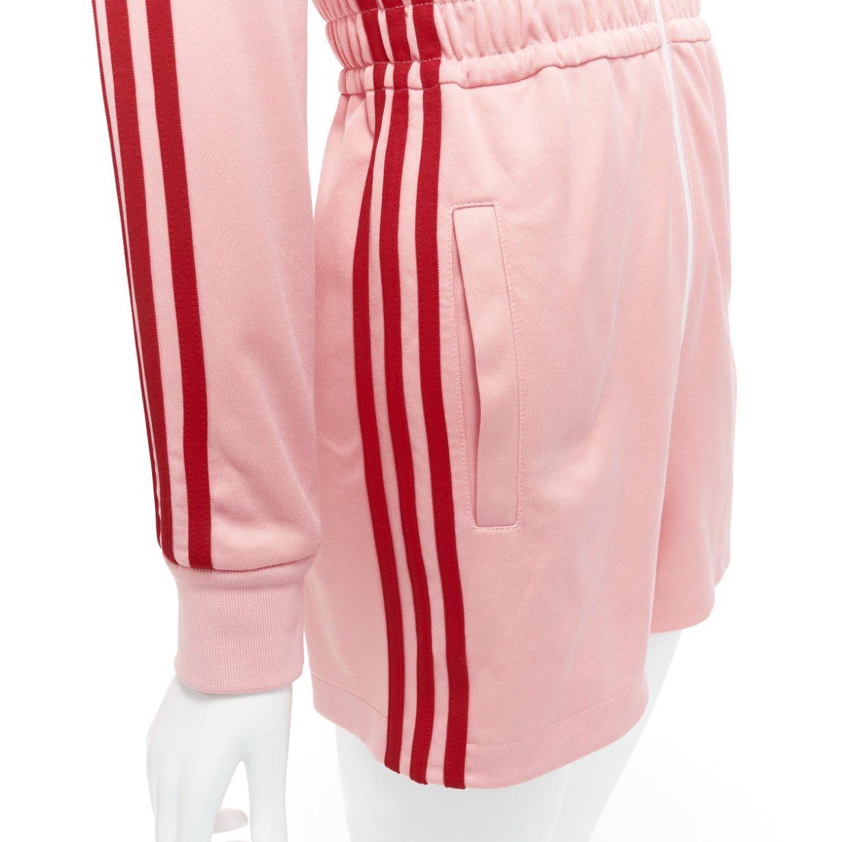 GUCCI Adidas 2022 pink orange logo pique stripes long sleeve zip romper XS 3