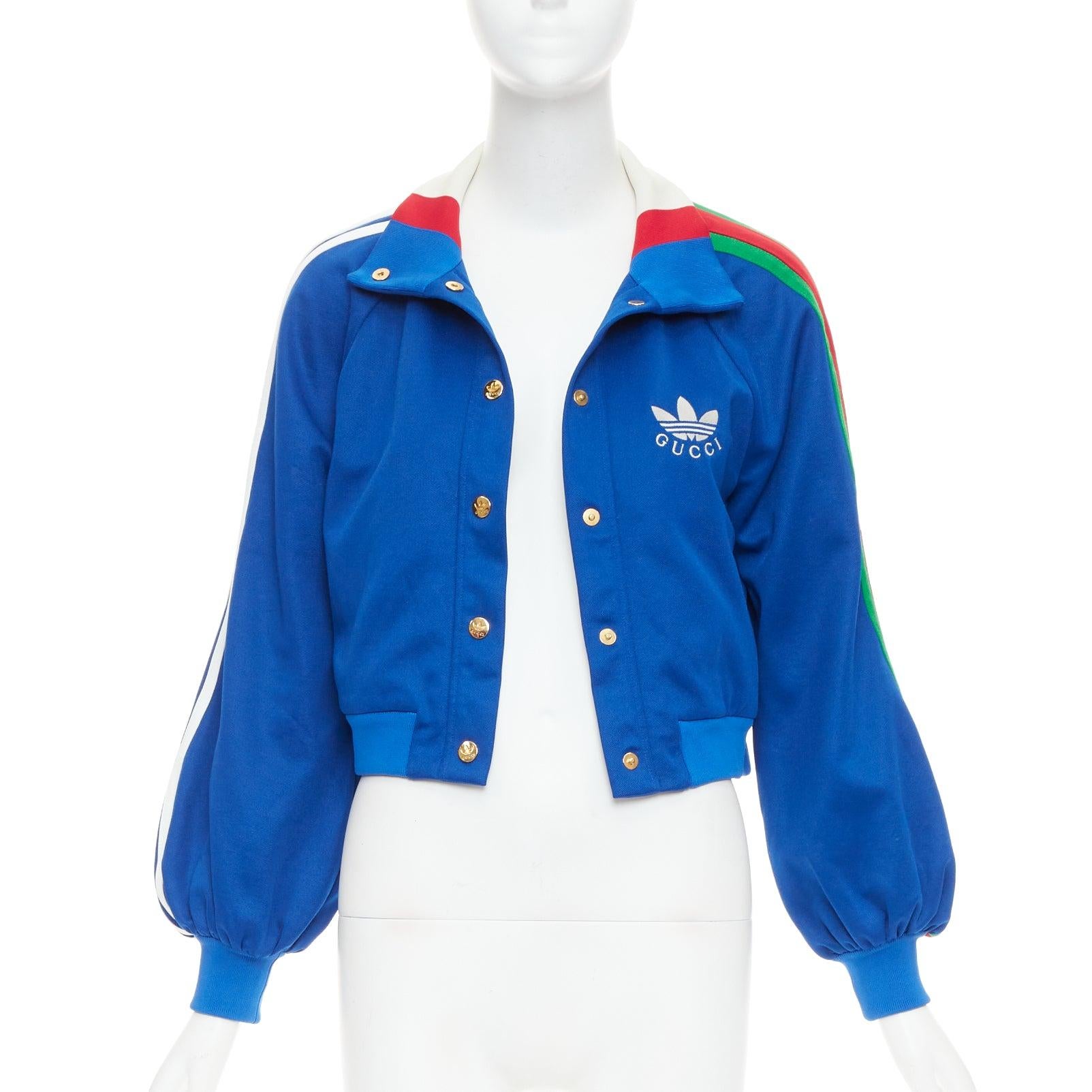 Blue GUCCI Adidas 2022 Trefoil blue embroidery web trim logo track jacket XS For Sale